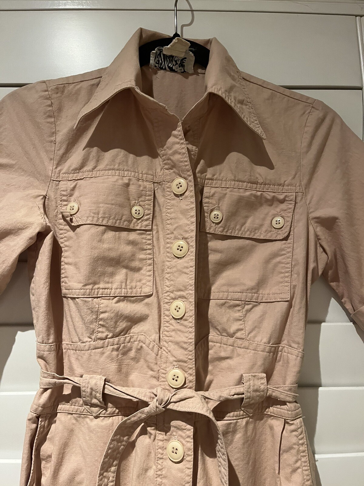 Vintage Foxy Lady San Francisco Tan Aviator Jumpsuit- Size 11/12 (XS)