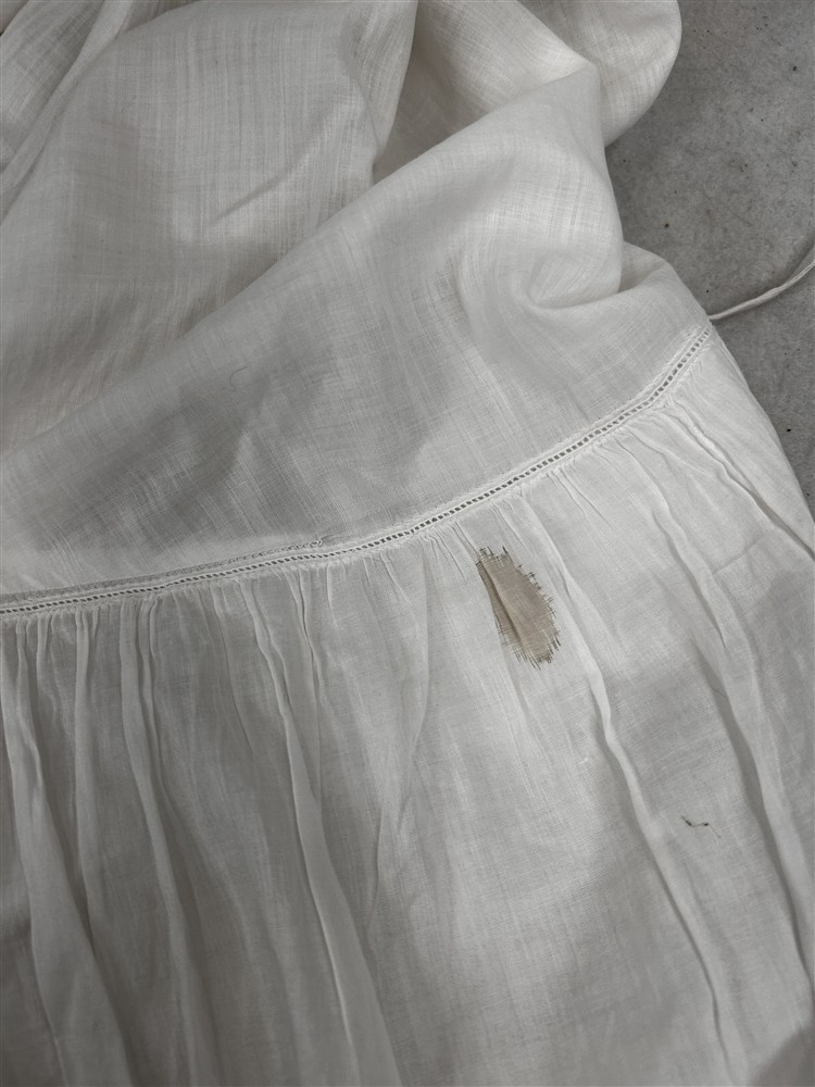antique petticoat long cotton lawn embroidered ruffle 1890s repair repurpose
