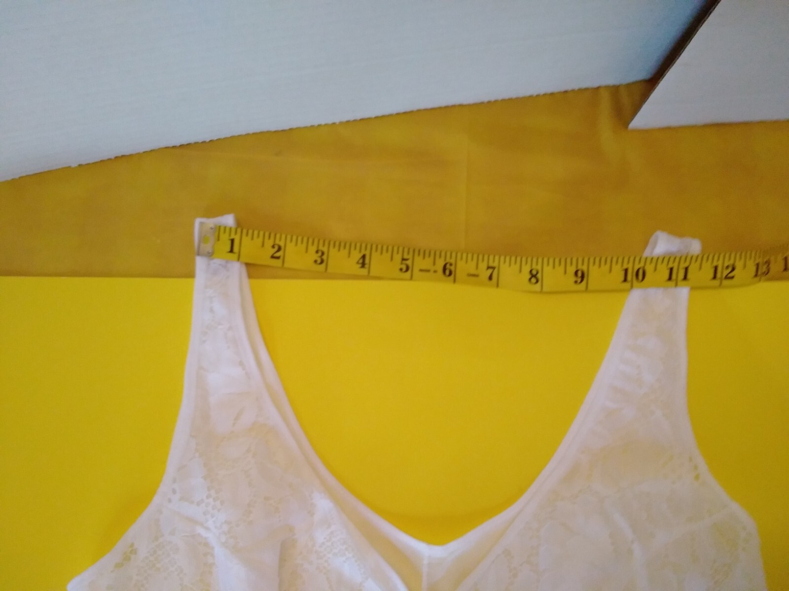 Vintage Full Slip Dress Chemise European SZ S-M White Full Front Lace