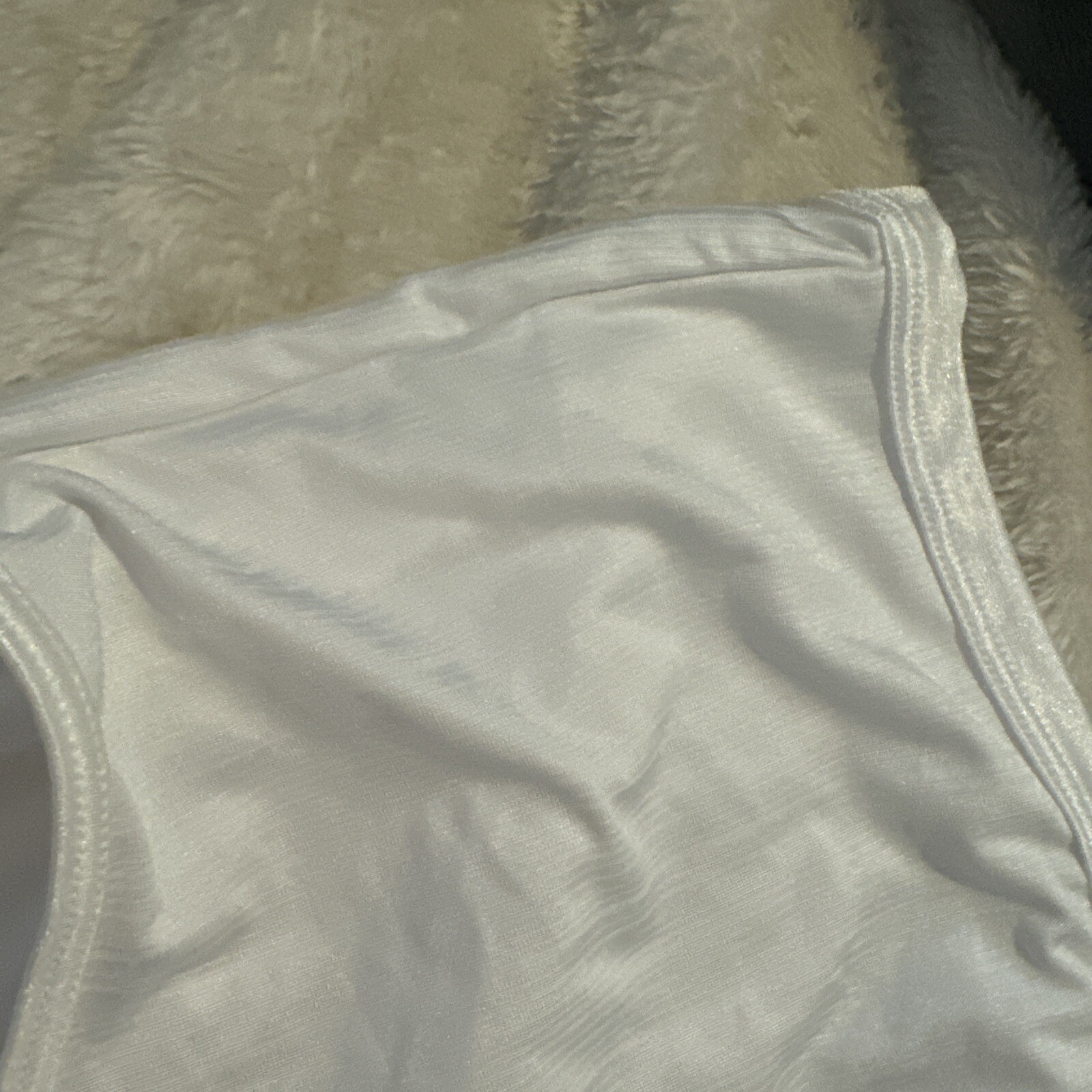 Vintage VANITY FAIR Brief PANTY WHITE Satin NYLON Stretch Second Skin 10/ 3XL