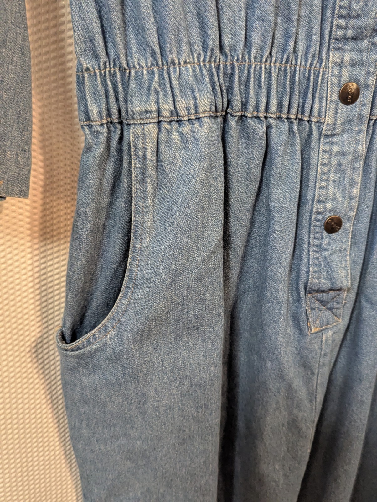 Vintage Ideas Bling Embellished Denim Dress Button Up Pockets 80s 90s Size XL