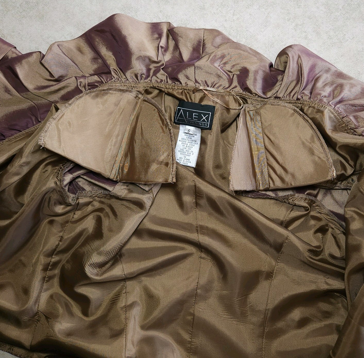 Vintage Alex Evenings Iridescent Taupe Purple Taffeta Wrap Blouse Top Size Small