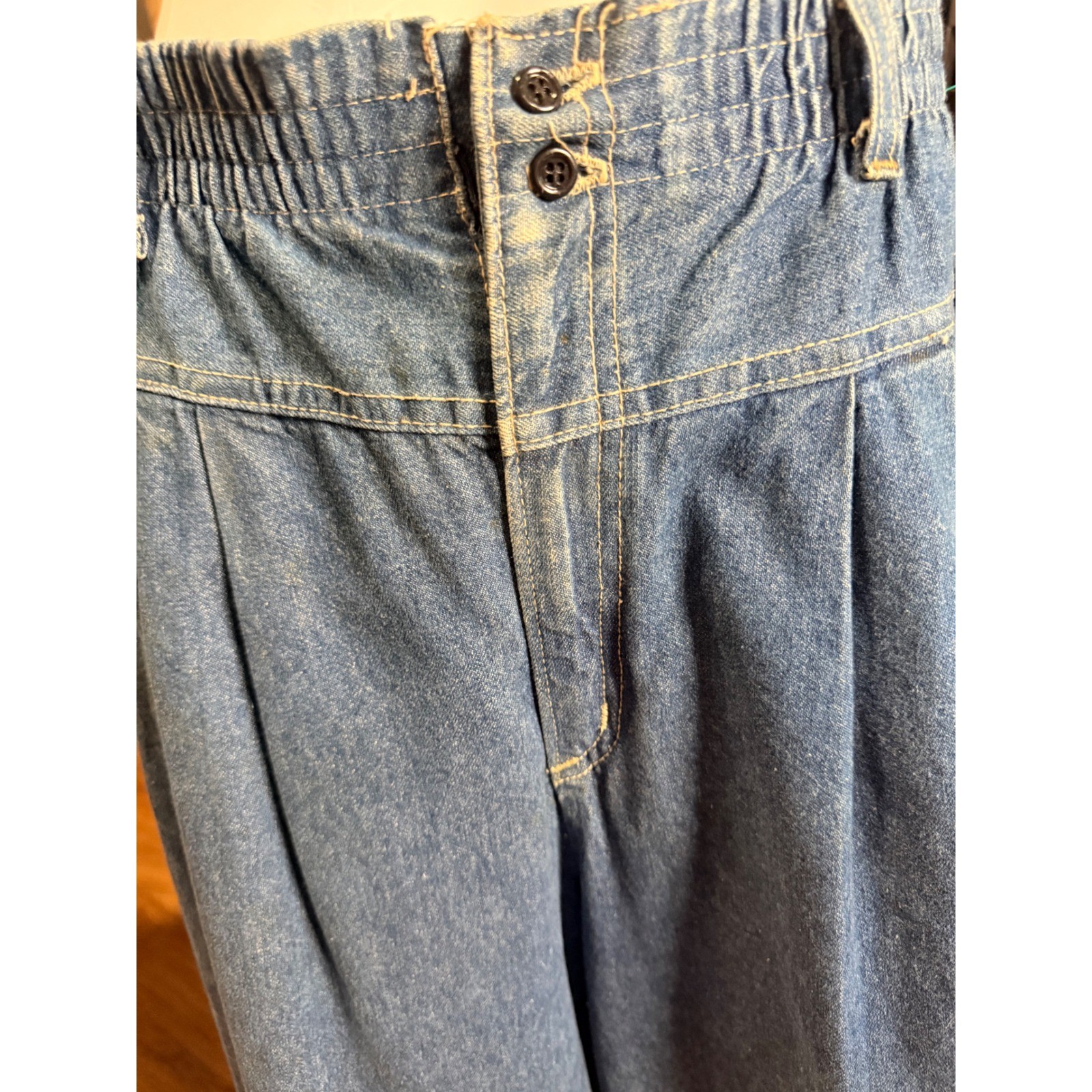 Vintage Complements Denim Culottes Wide Leg Gaucho Pants High Rise Blue USA boho