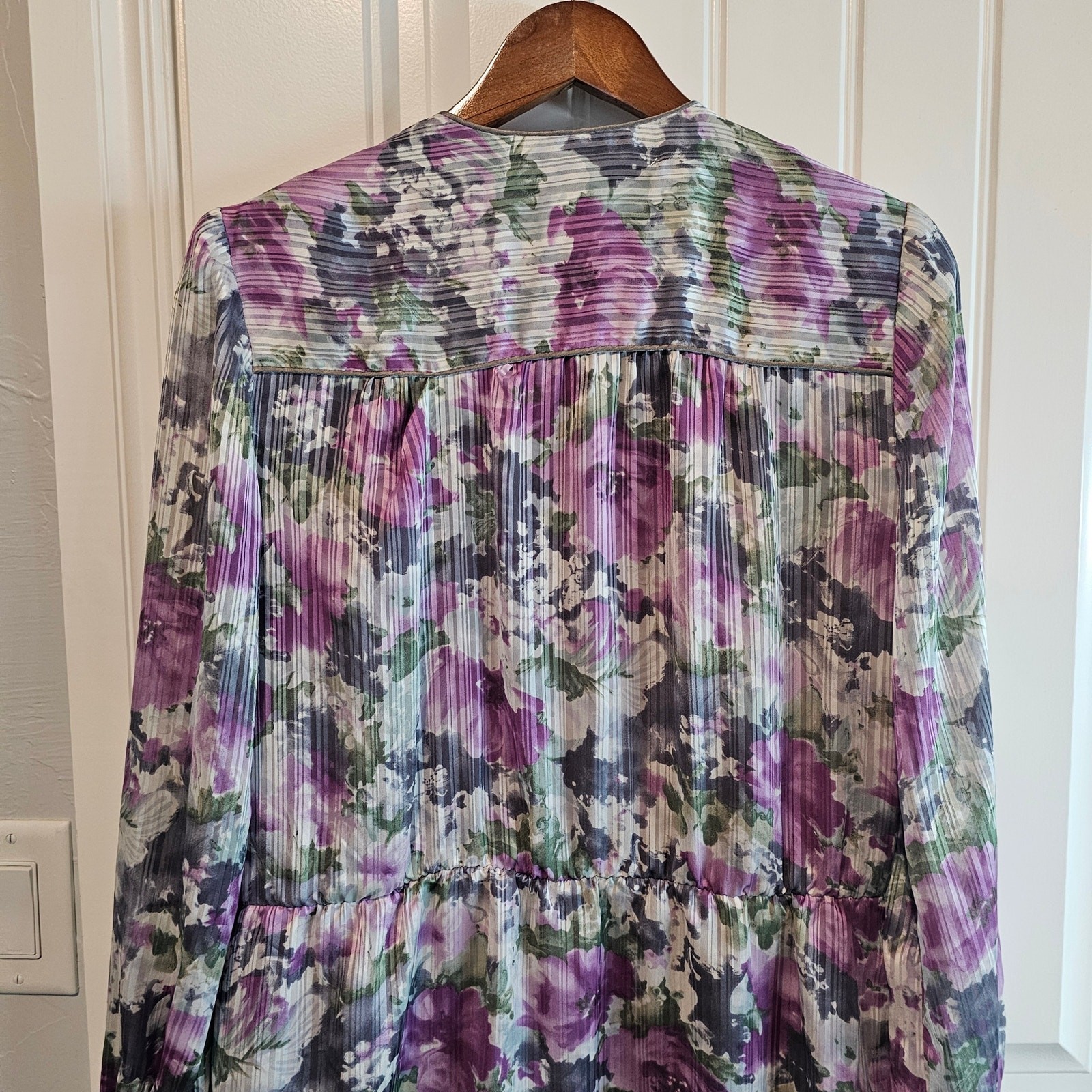 Vintage Wilroy Dress Womens XL Purple Floral 80s Cottage Coquette Glam Prairie