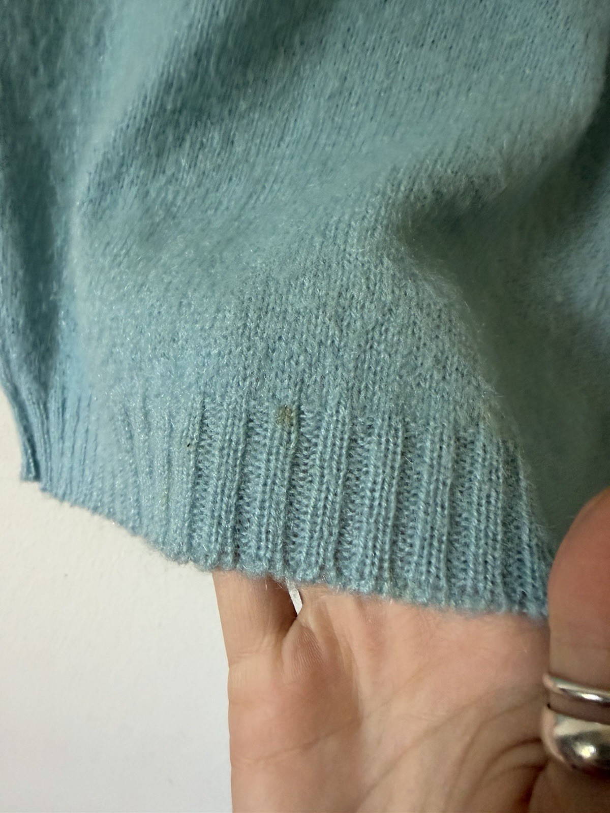 Vintage 60s 70s Baby Blue Mohair Wool Blend Sleeveless Top Size S/M Shagora