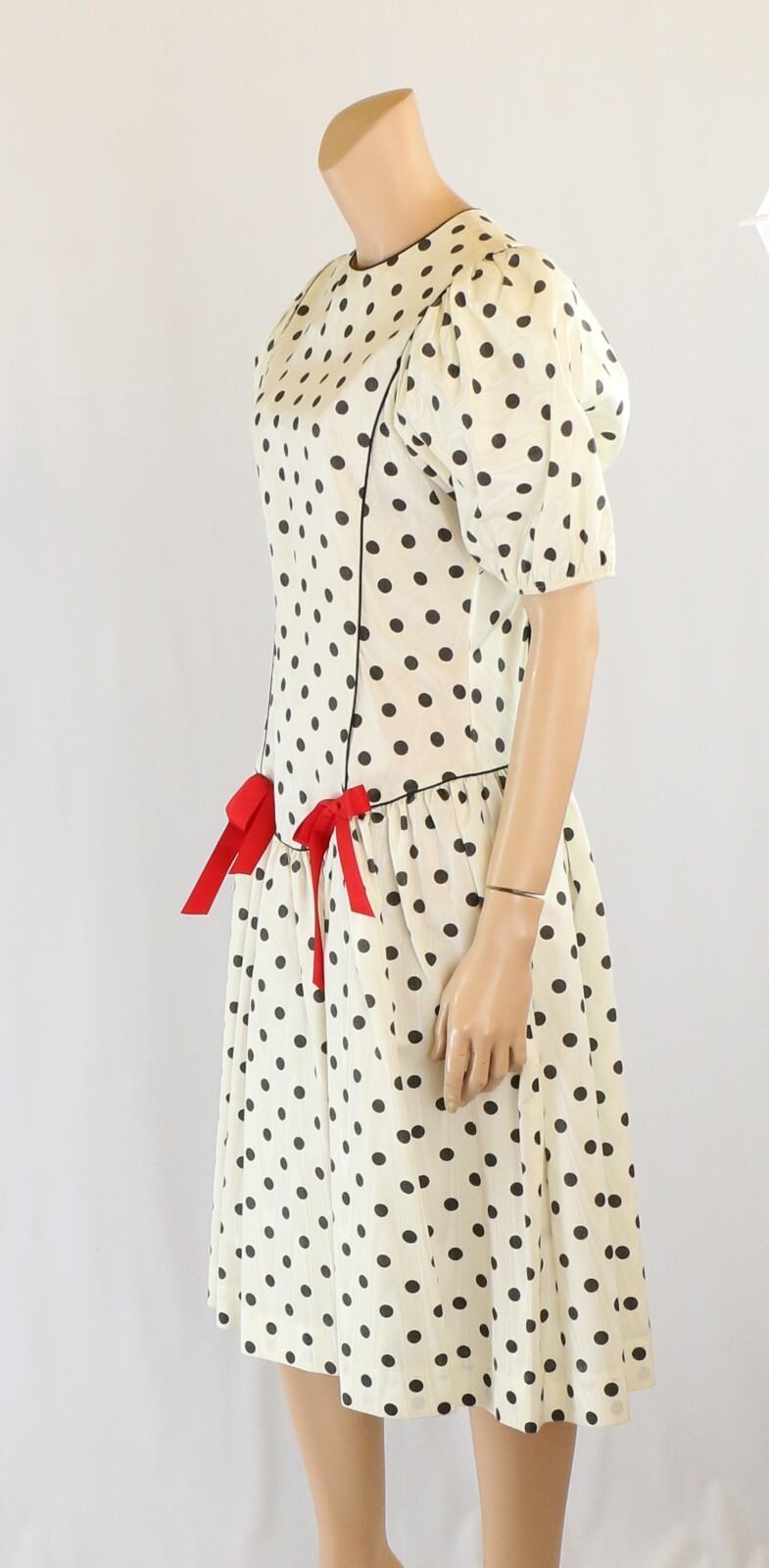 Picture Me Vintage 80s Black & White Polka Dot Party Prom Dress sz 9