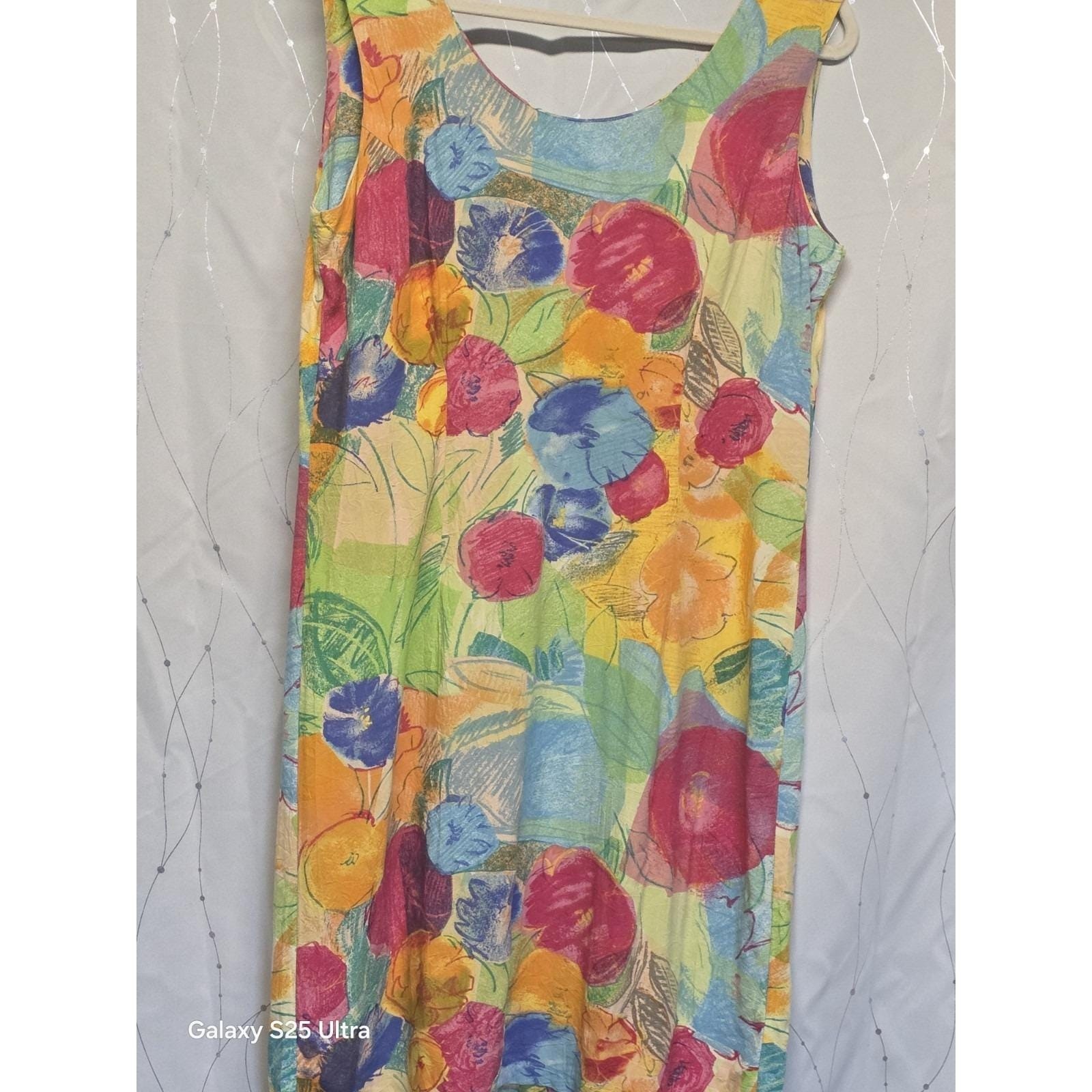 Vintage Jams World Womens Dress 11 Floral Hawaiian Classic Watercolor Sleeveless