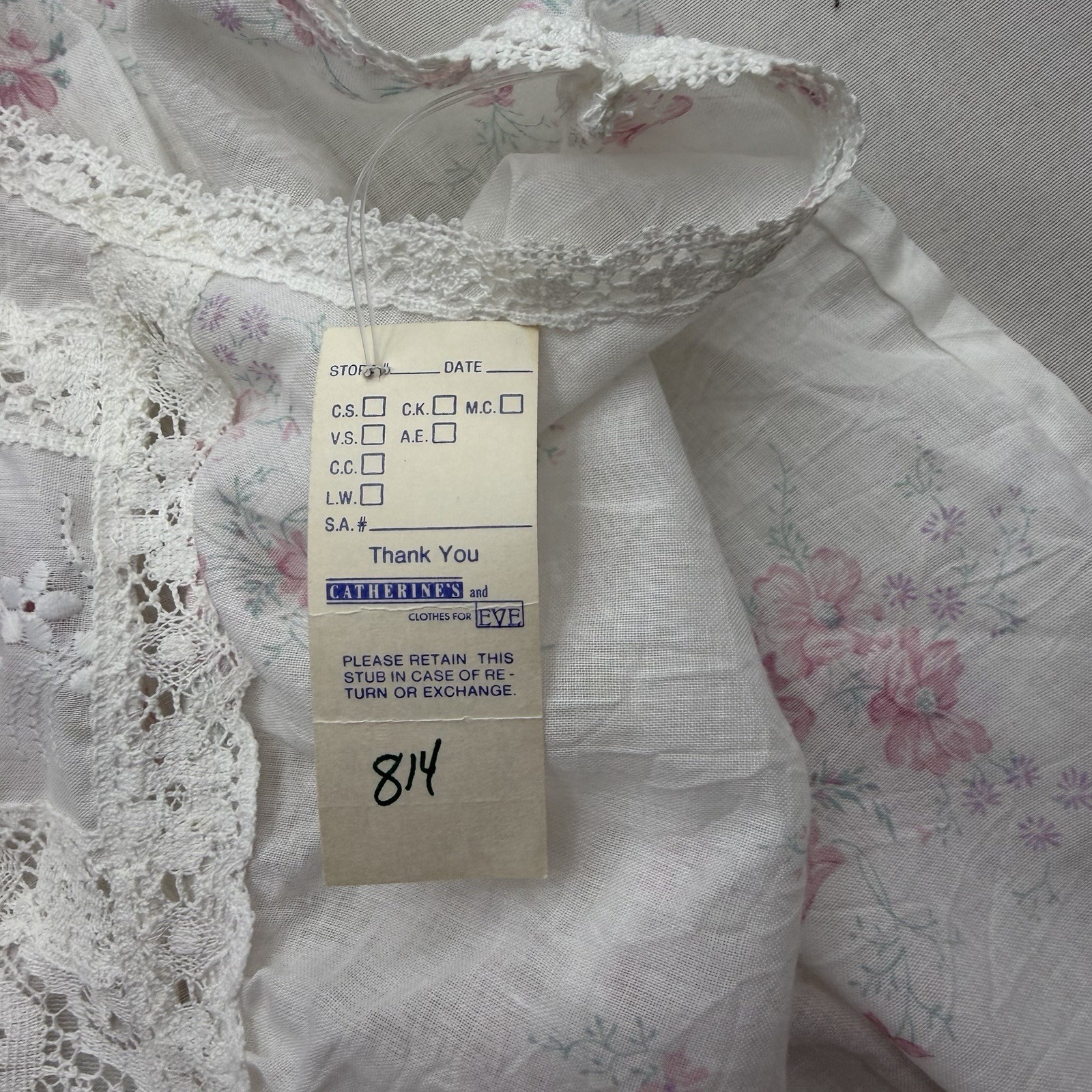 Willow Creek Vintage Floral Lace Sleeveless Nightgown Size 1X Plus White Pink XL