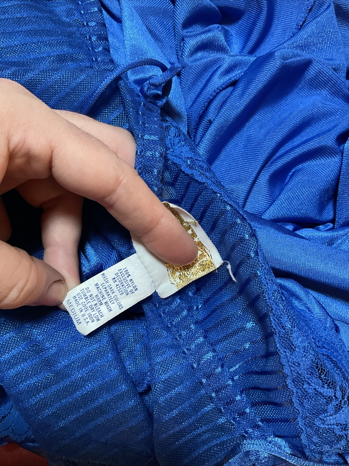 Vintage Stardust Royal Blue Sexy Nightie Gown Long Size Medium