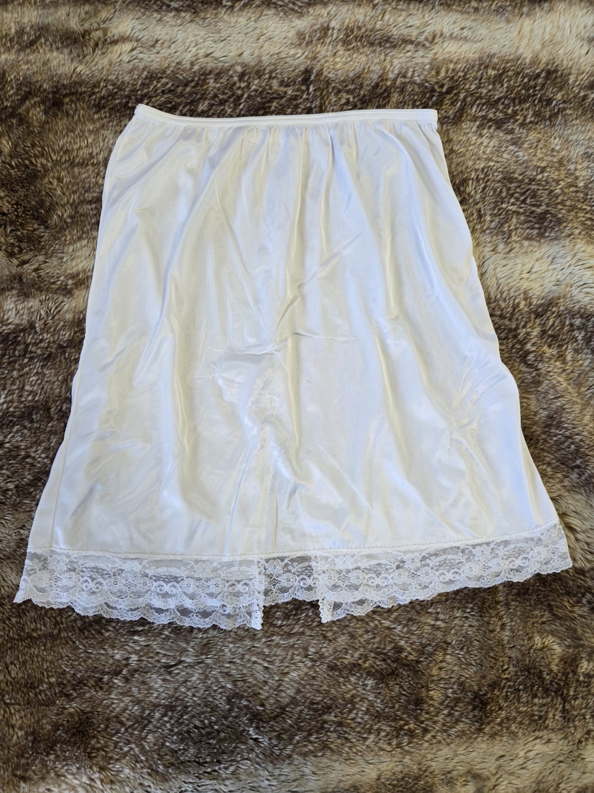 Vintage Cottagecore White Slip Skirt – Soft Girl Coquette Minimalist Midi Slip L