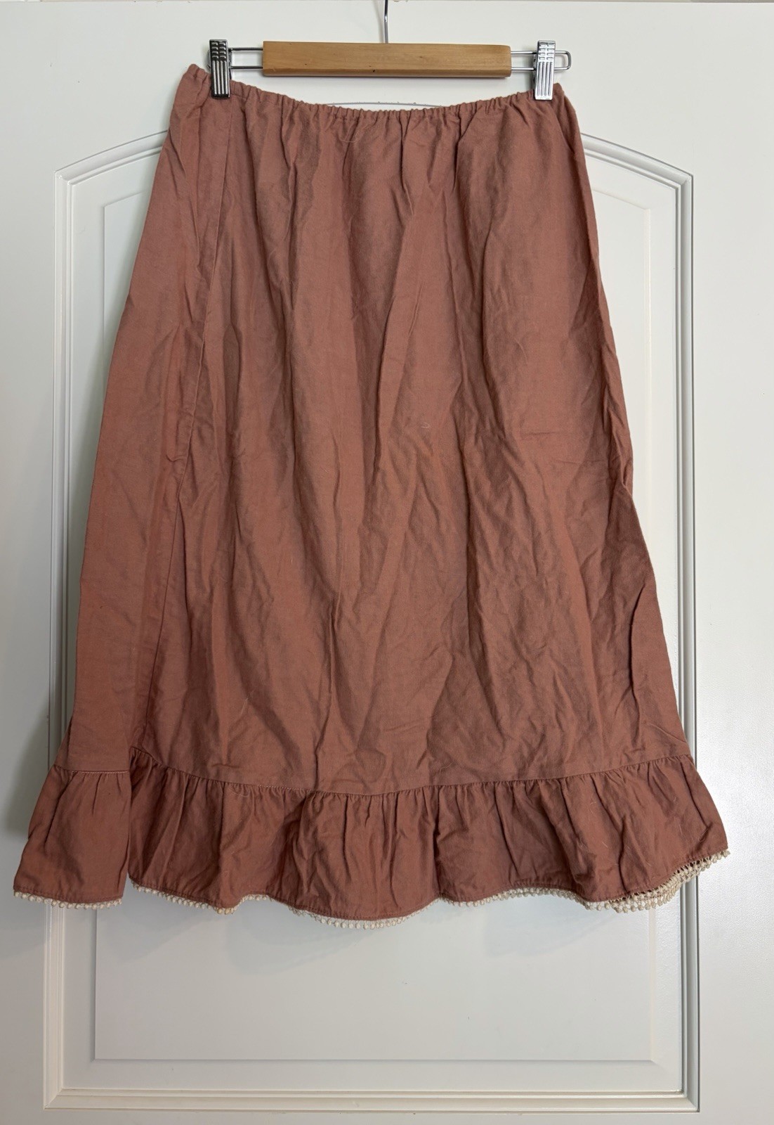 Vintage Aunt Abigail’s Attic Women’s Rust Ruffle-Hem Midi Cottagecore Skirt