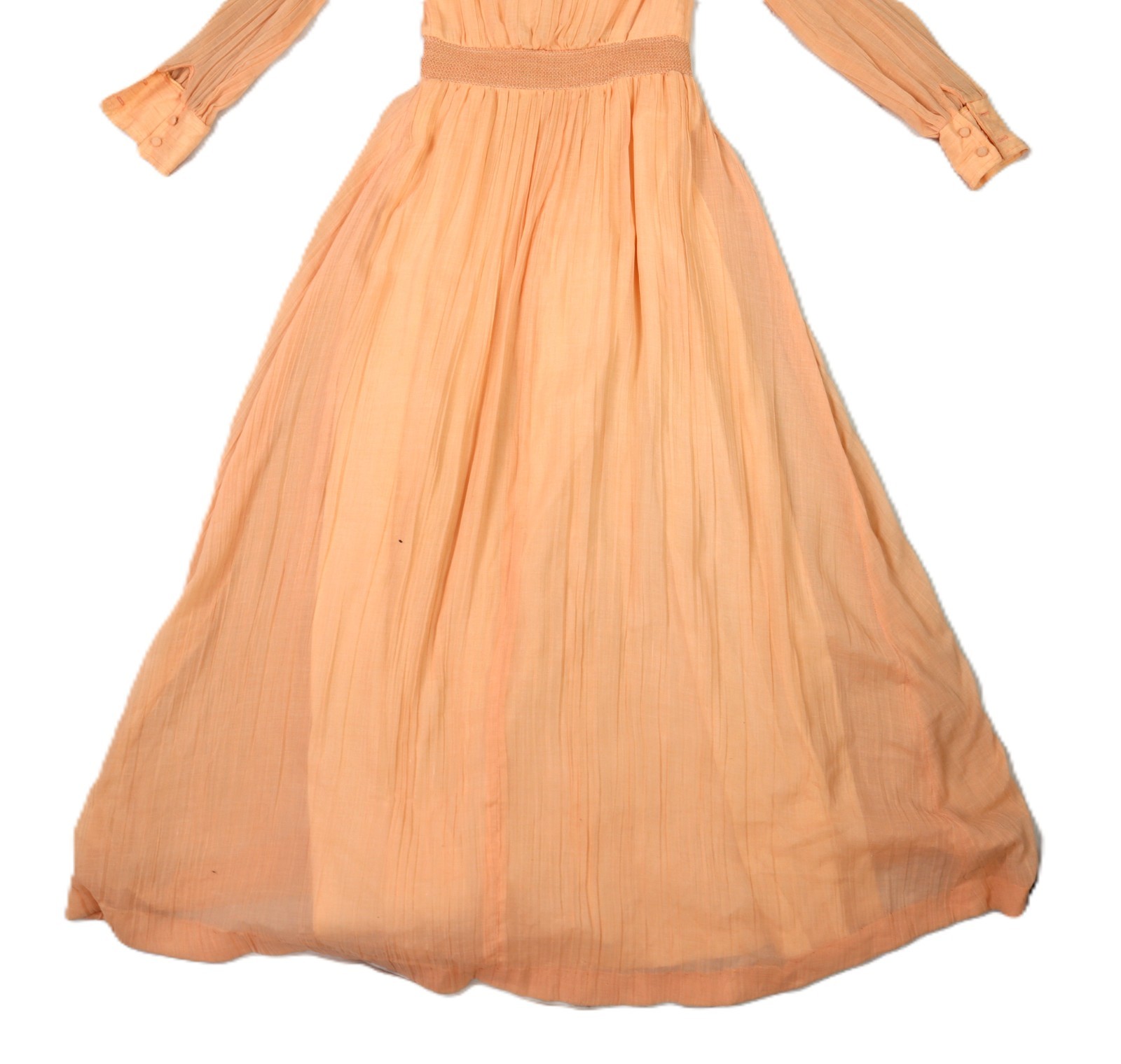 VTG 70s This Is Yours 4 S Cottage Core Prairie Peach Lace Trim Long Maxi Dress