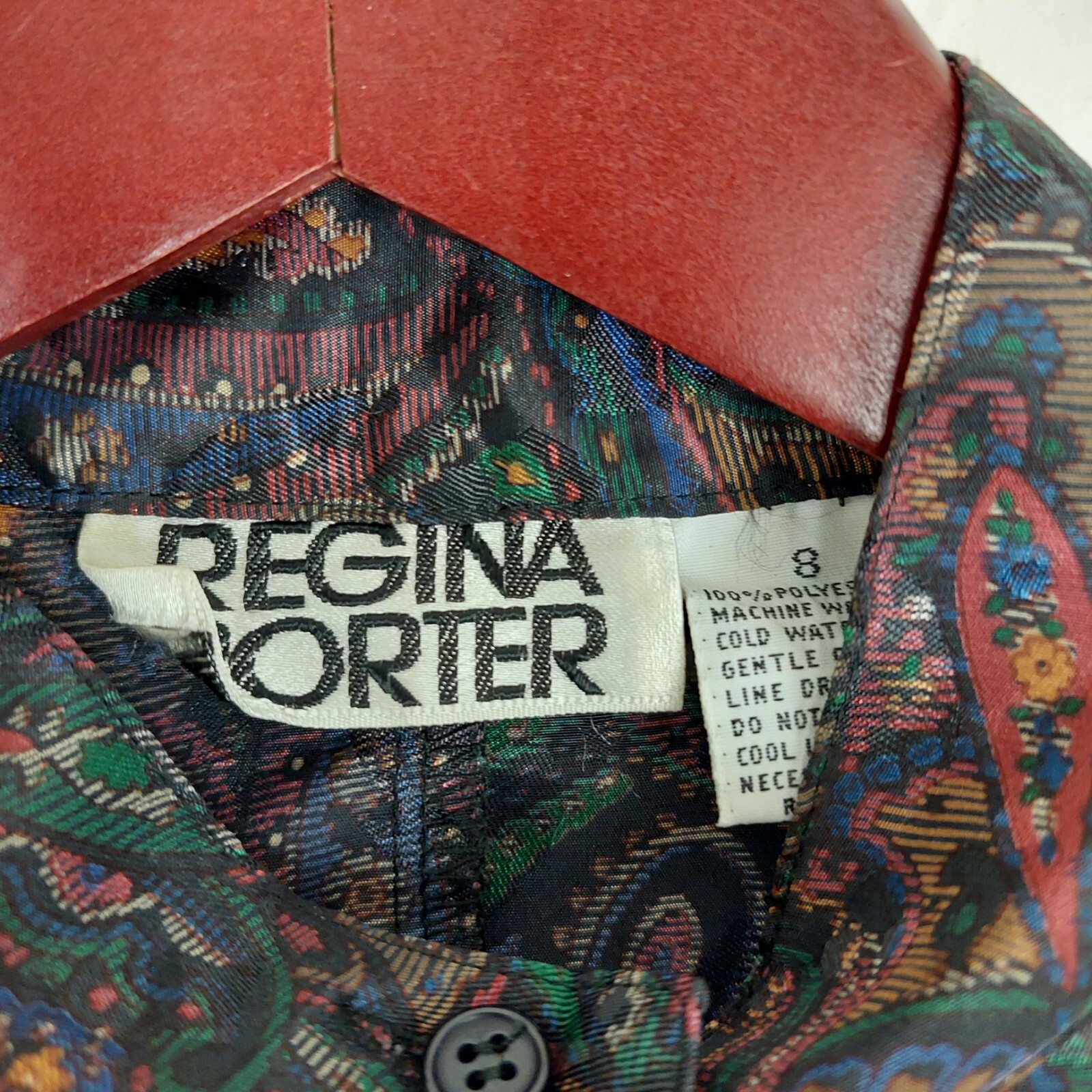 Regina Porter Vintage Paisley Pleated Sleeve Button Down Blouse Size S 70’s 80’s