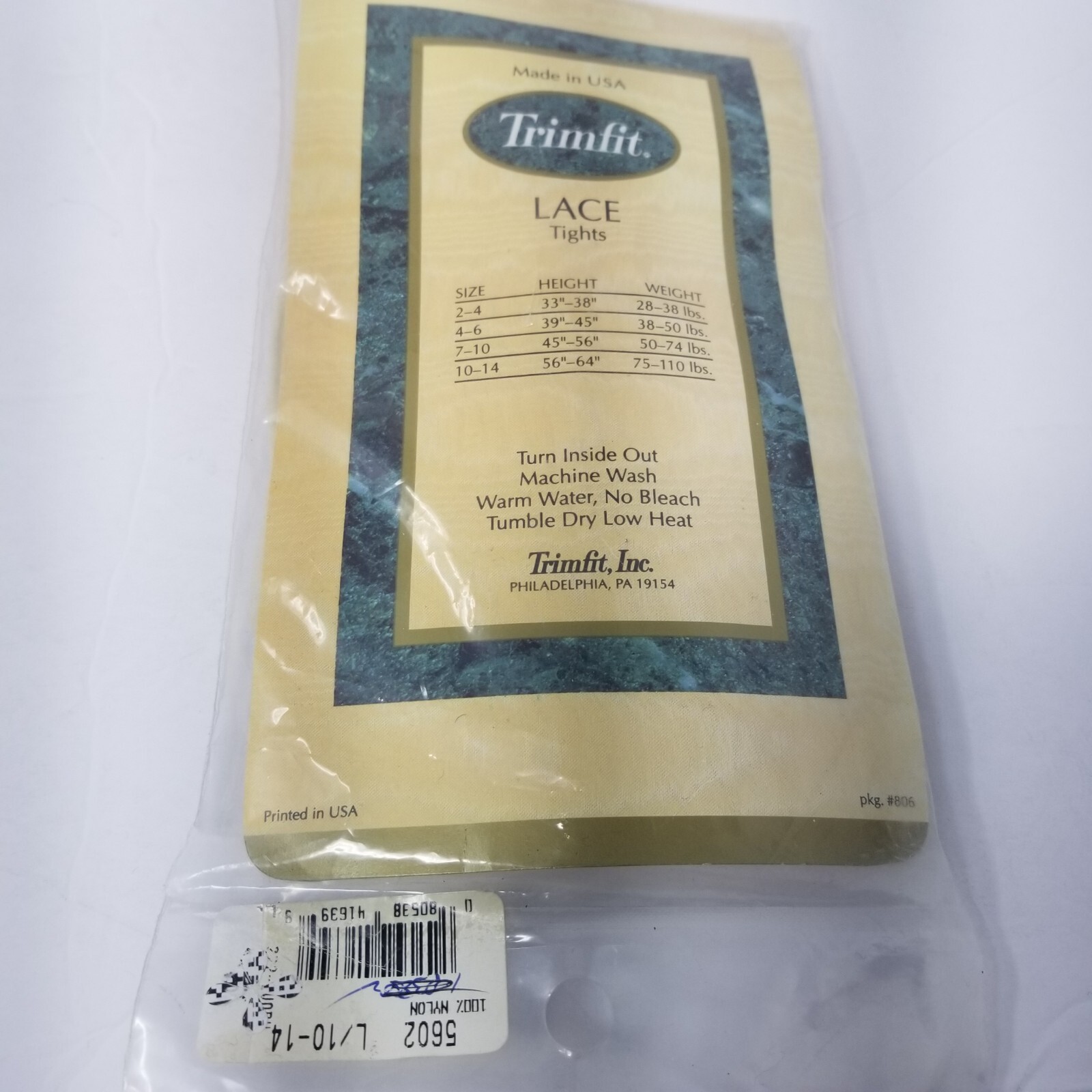 RARE Pantyhose TRIMFIT L 10/14 Lace Ivory 5062 Basic Vintage Nylon Hosiery I A