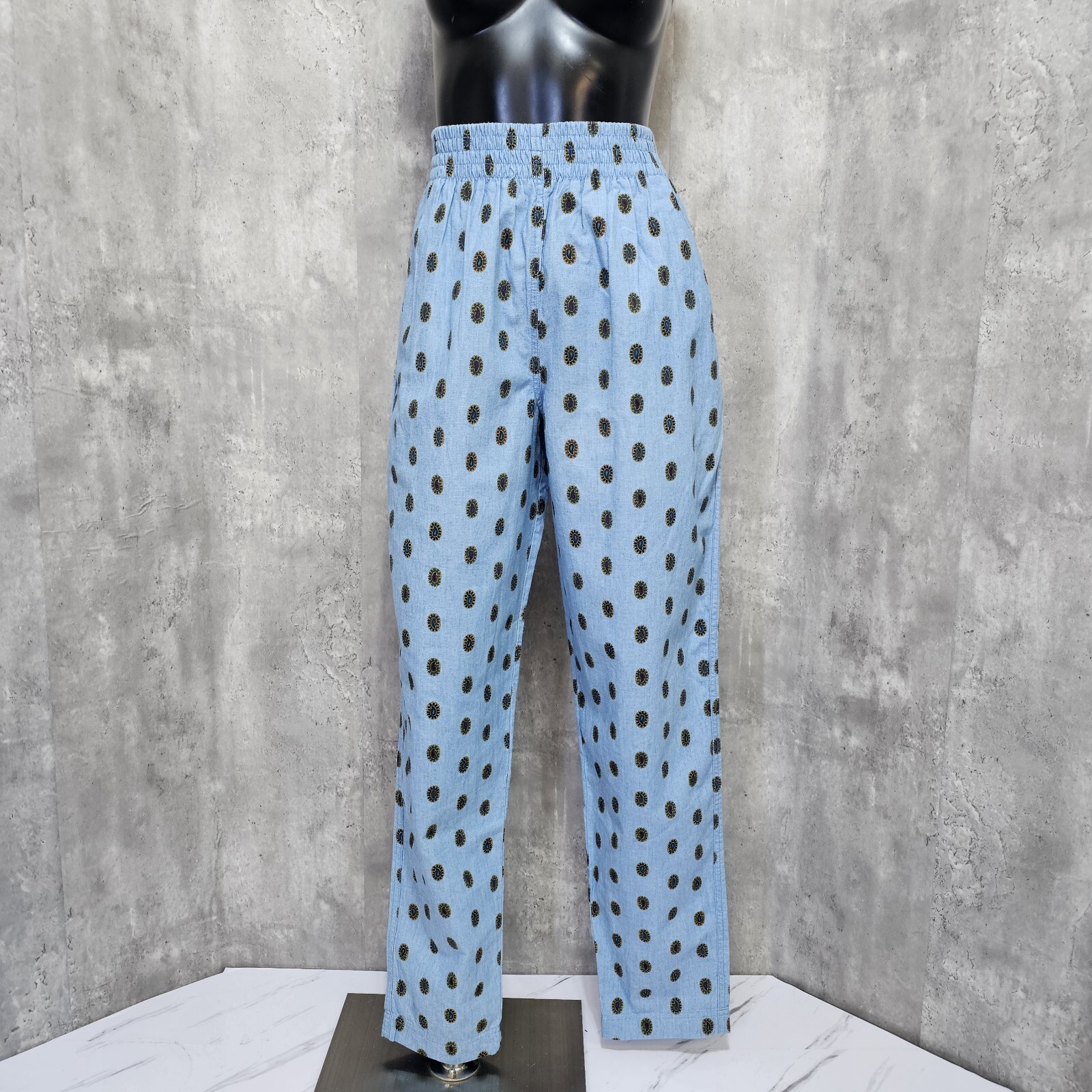 Vintage 90s Chaus Sport Womens S Chambray High Waisted Slim Tapered Geo Pattern