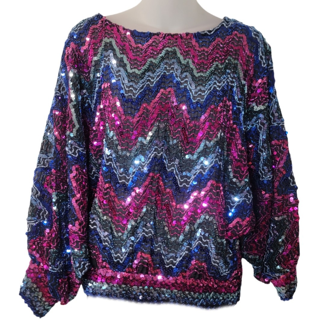 Vintage Rob Hill For Mister Jay Sequin Sheer Pullover Top