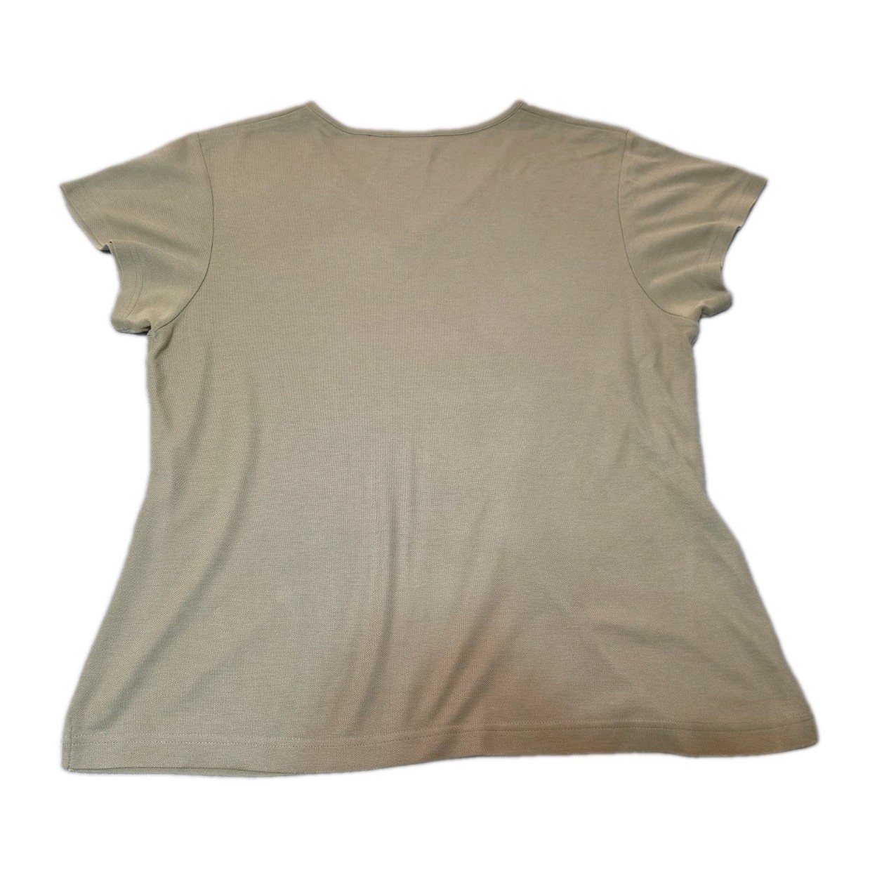 Tommy Bahama Women’s Vintage Silk V Neck Short Sleeve Khaki Shirt Size Large