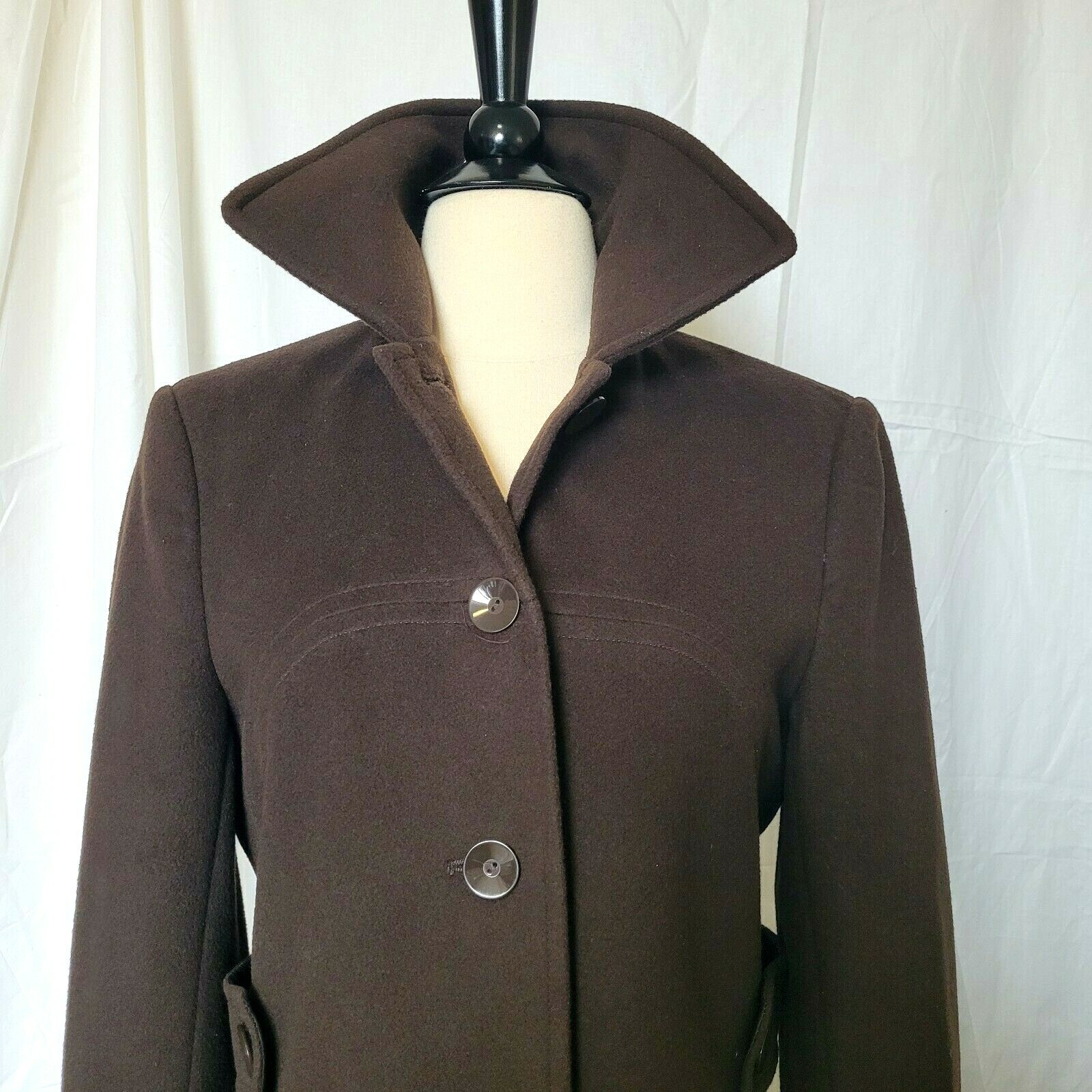 Vintage Larry Levine Women’s Size 4 Wool Blend Coat in Espresso Day to Evening
