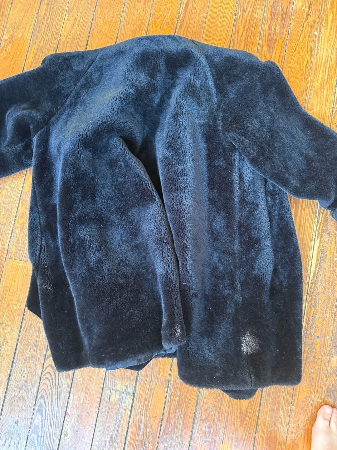 Monterey Fashions Vintage Black Faux Fur Shawl Collar Coat