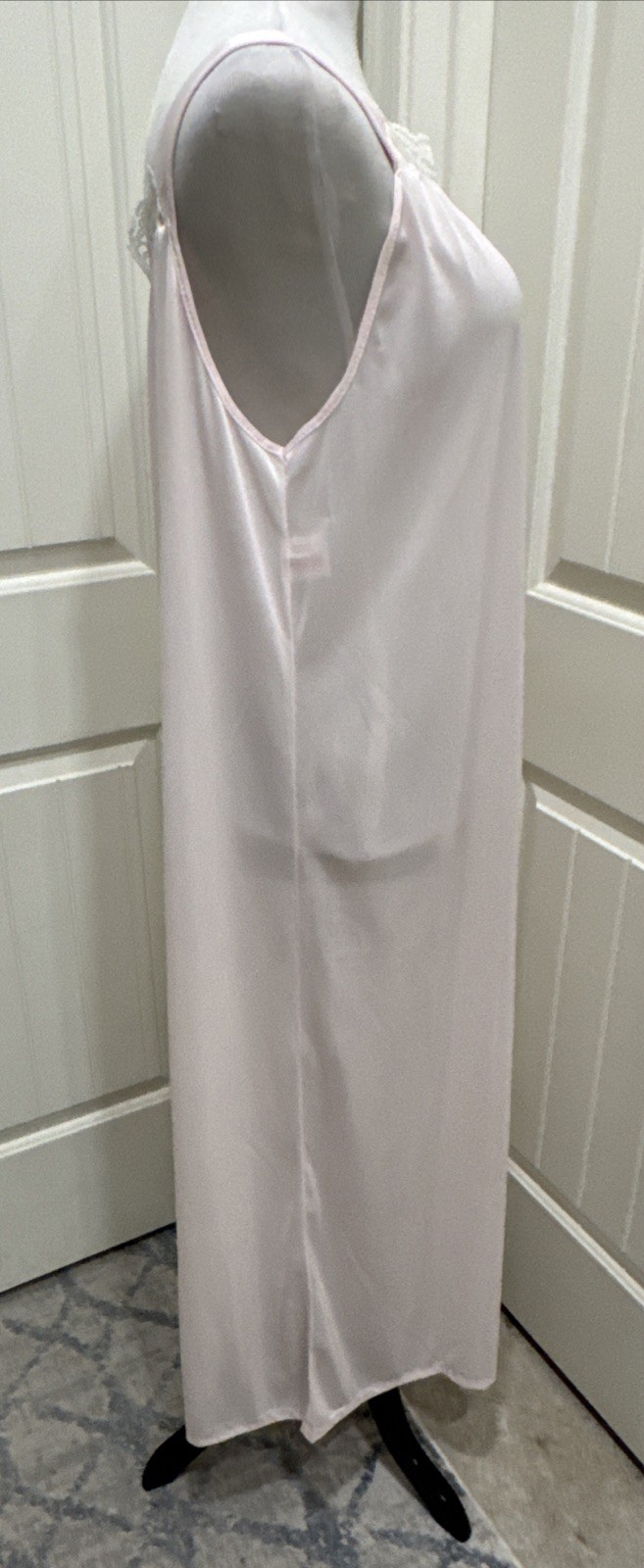 Spotlight Nylon Nightgown Pink Sleeveless SZ L Lace Trim Long