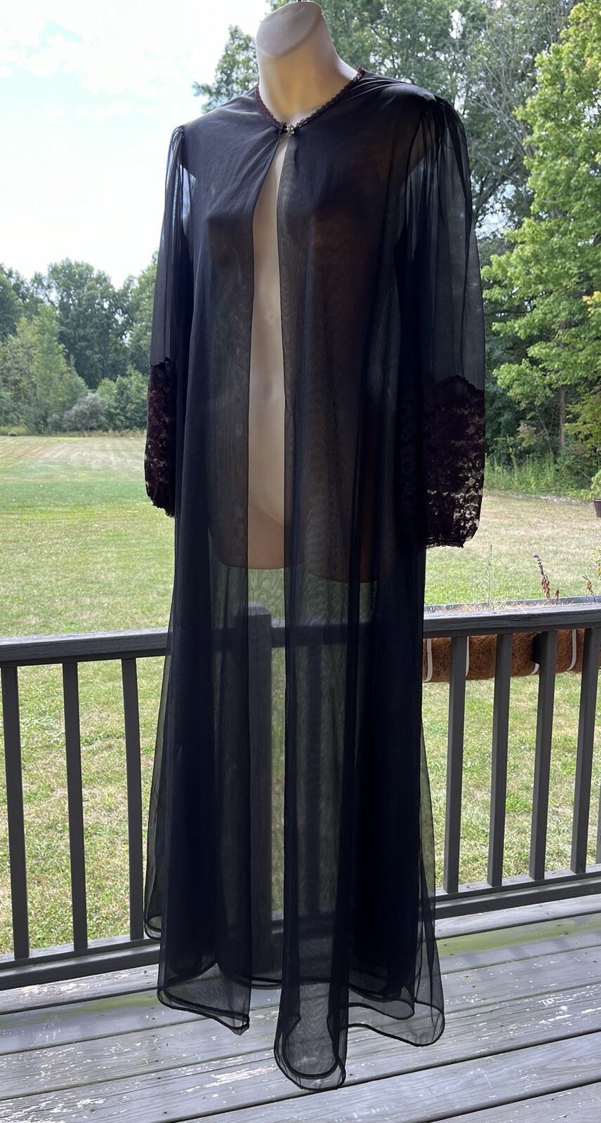 VINTAGE LOT OF 3 GORGEOUS ROBES SEARS FASHION WAGON BLACK PINK WHITE CHIFFON