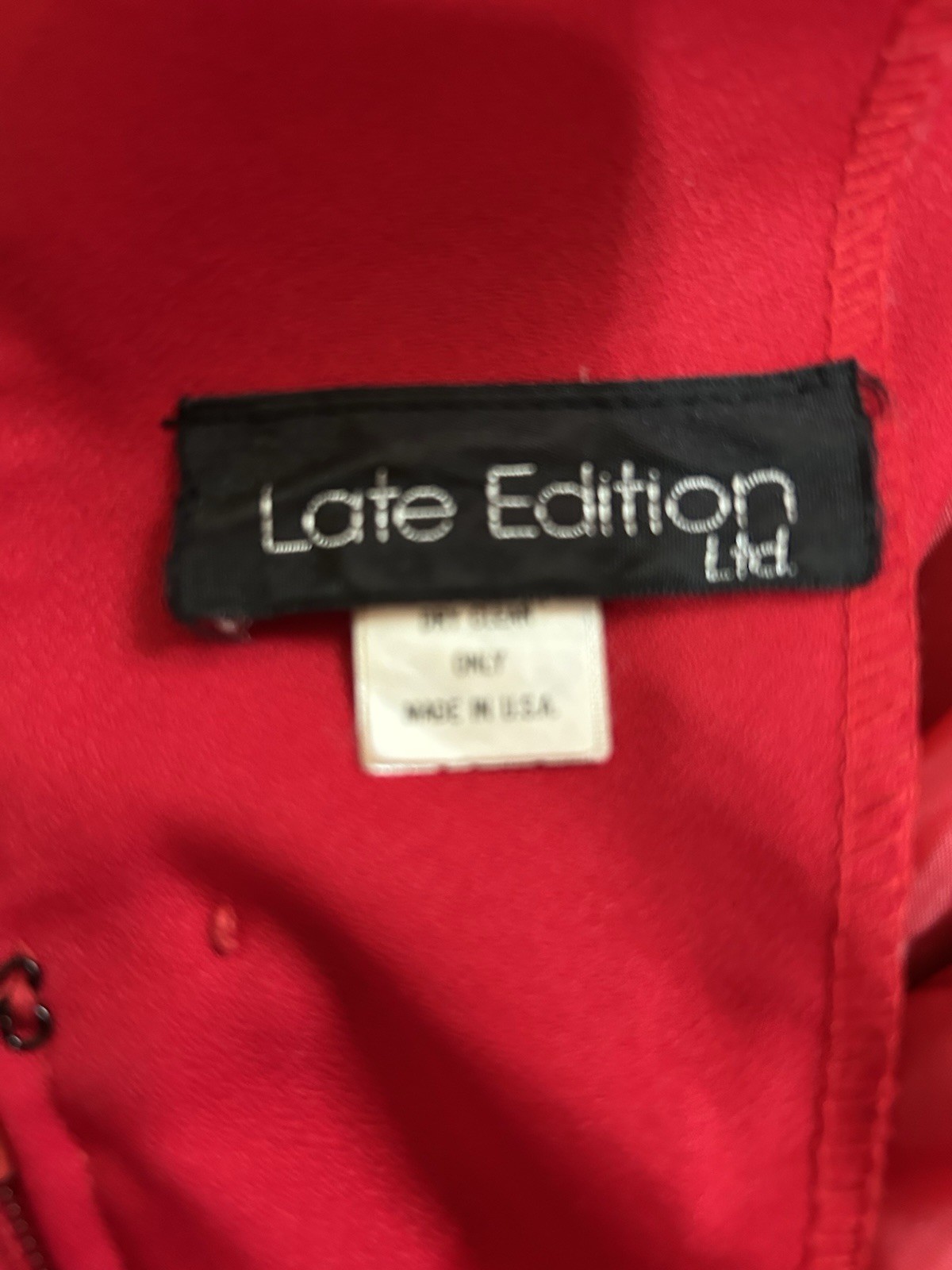 Vintage Dress Late Edition Ltd. Red Sheath Short Sleeve Size 8 Roses Romantic