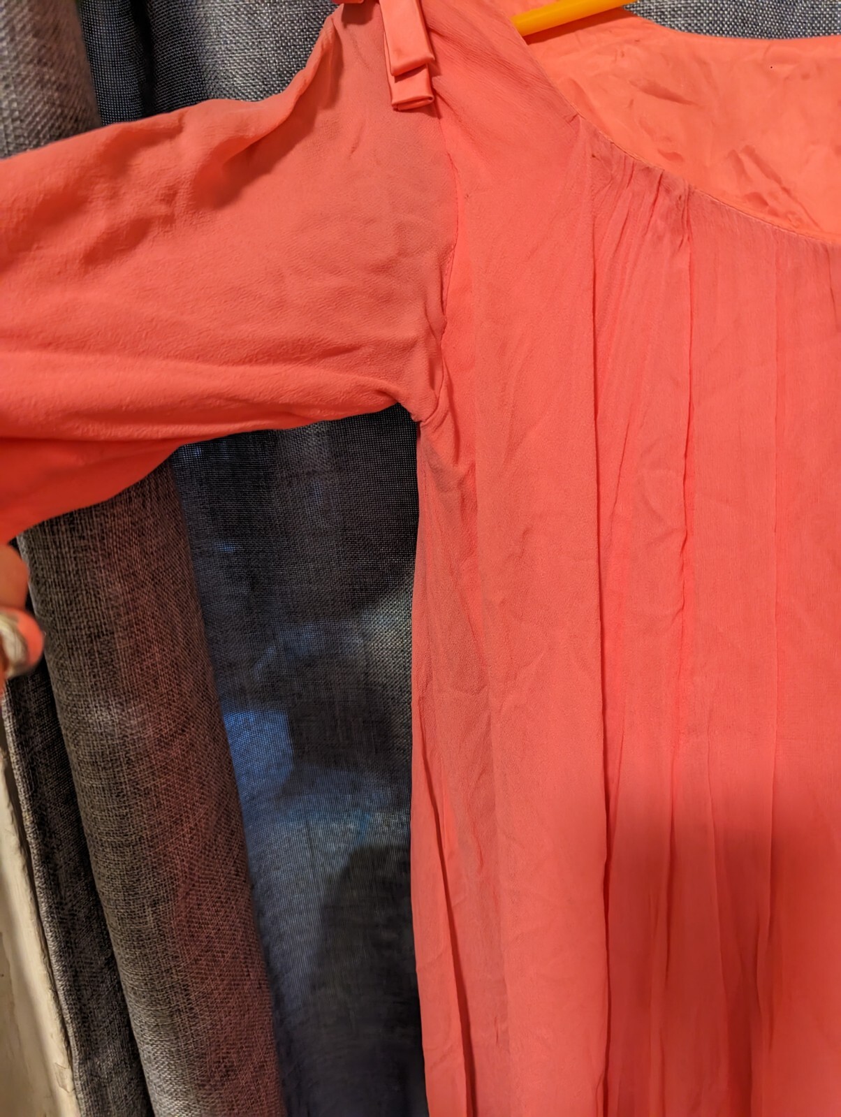 Vintage 50s 60s Coral Pink Gown Chiffon