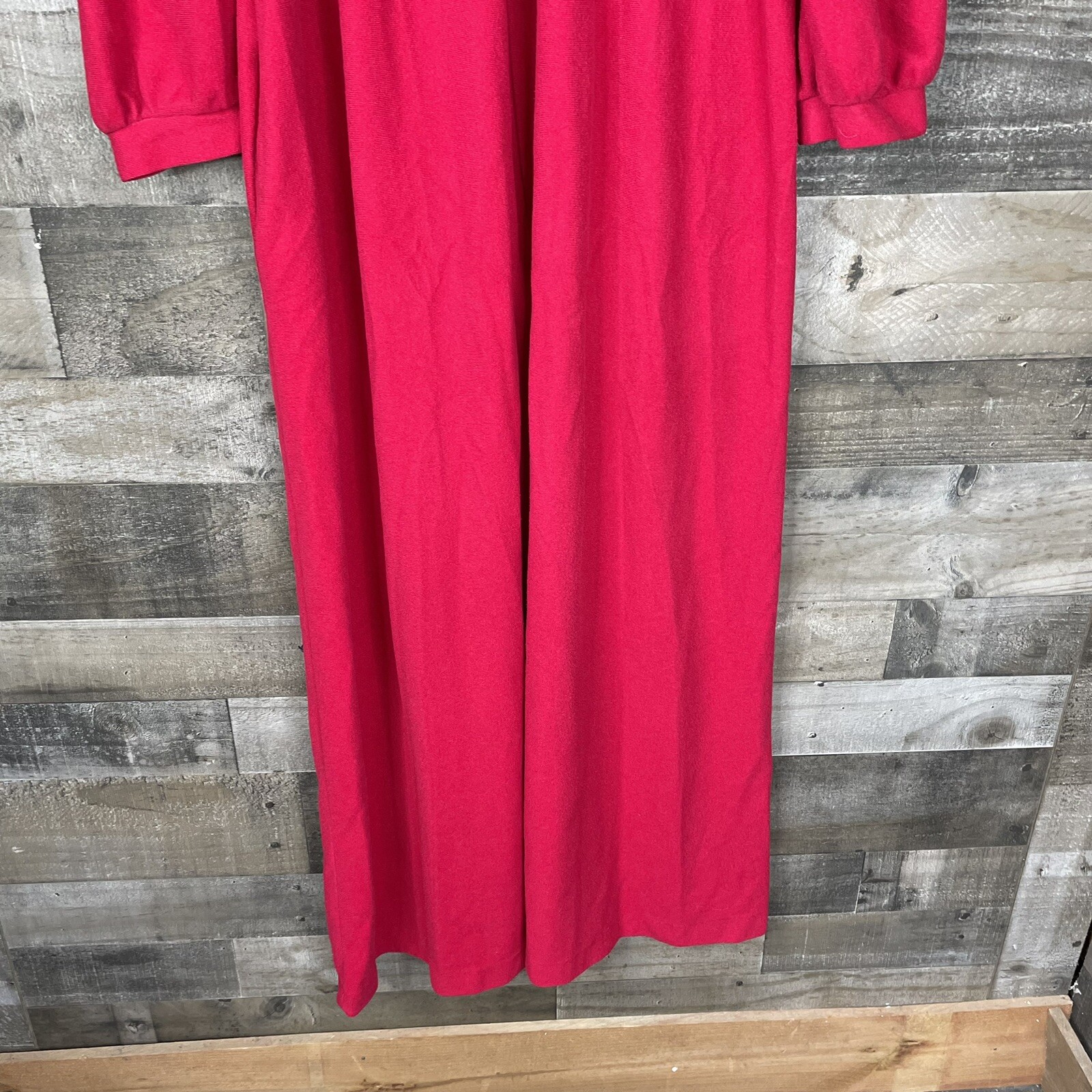 Vtg 60s Hot Pink Magenta Lorraine Warm Nightgown 3/4 Sleeve Grandmas Nightshirt