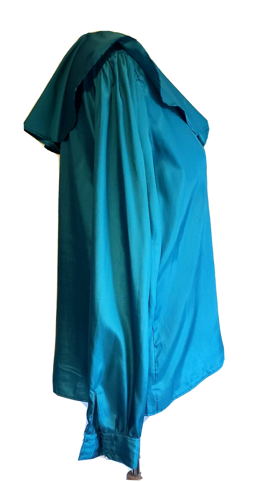 STUART LANG Blouse Women 11/12 Blue Flutter Collar Puff Sleeve Sweet VTG 80s