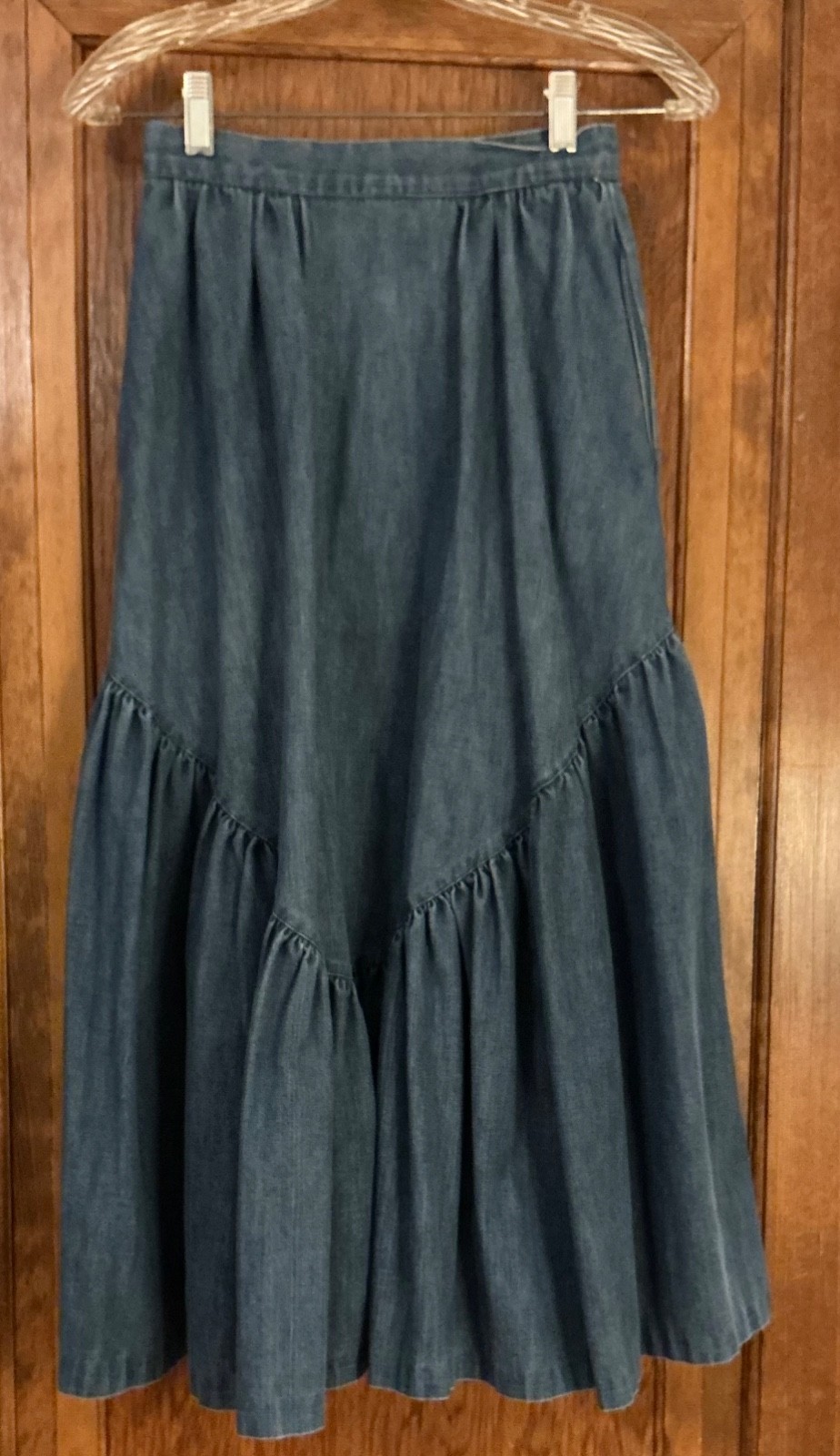 Vintage Denim Ruffled Prairie Skirt Small East End Avenue