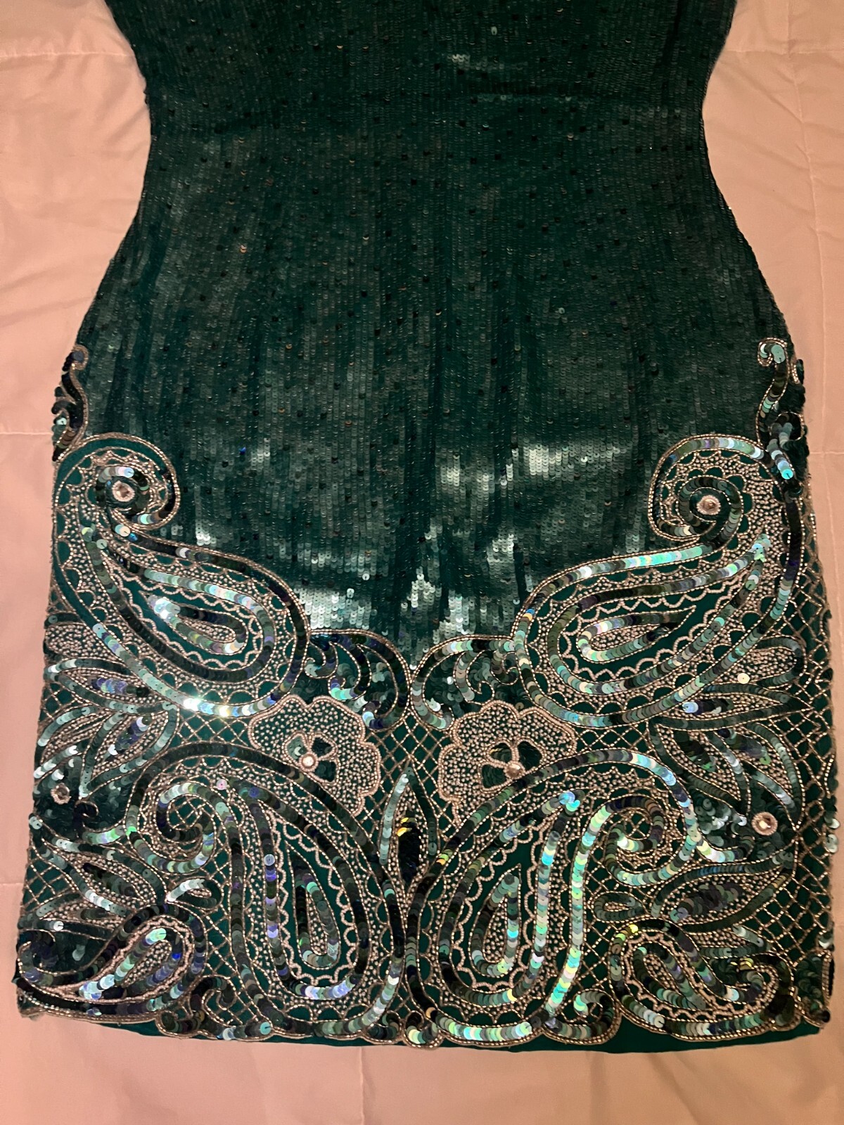 Naeem Khan Riazee Nights Blue Silver Beaded Evening Formal Dress M