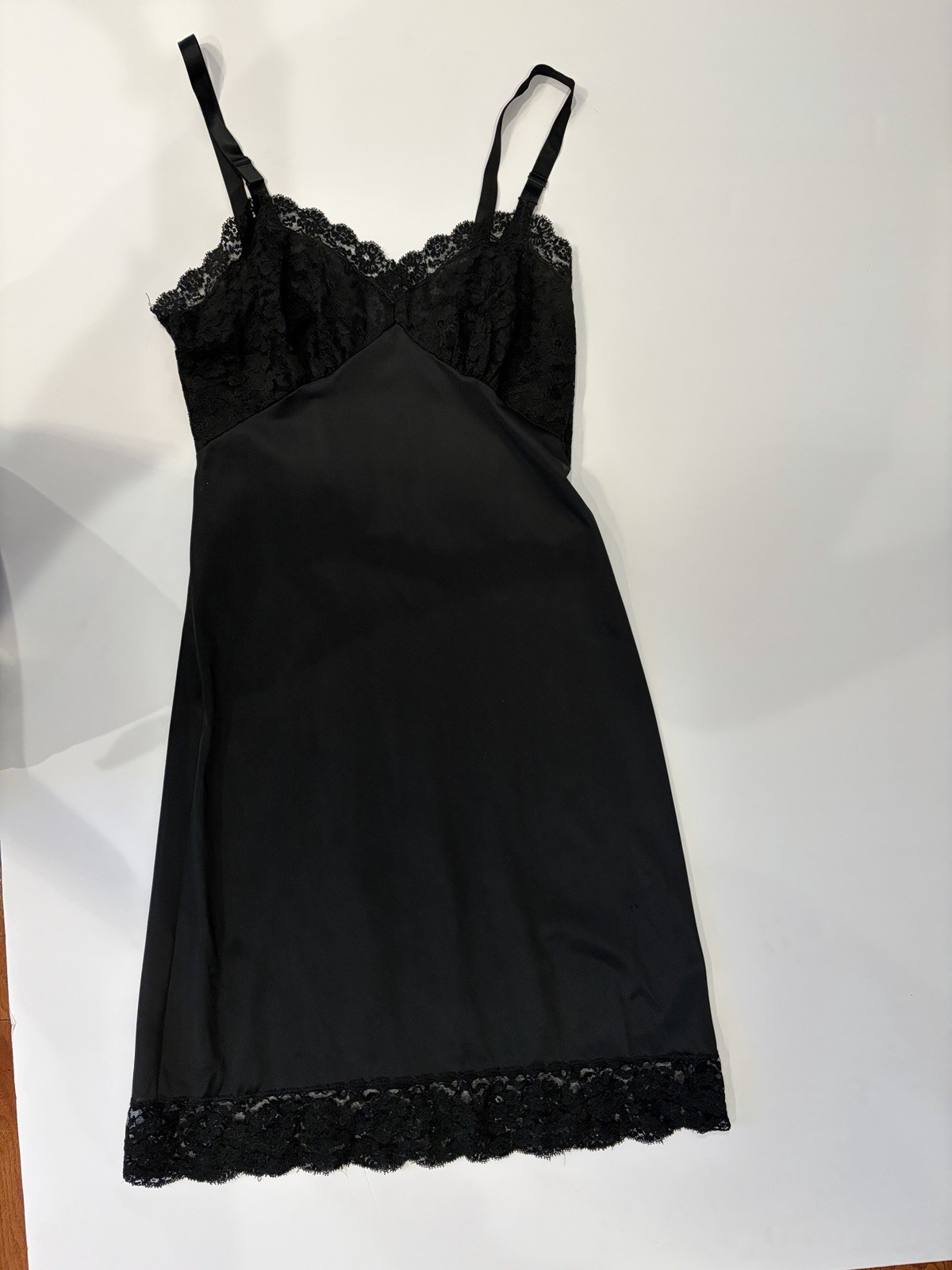 Vintage Adoria 1960’s Black Slip With Lace – Approx Size 34 Small