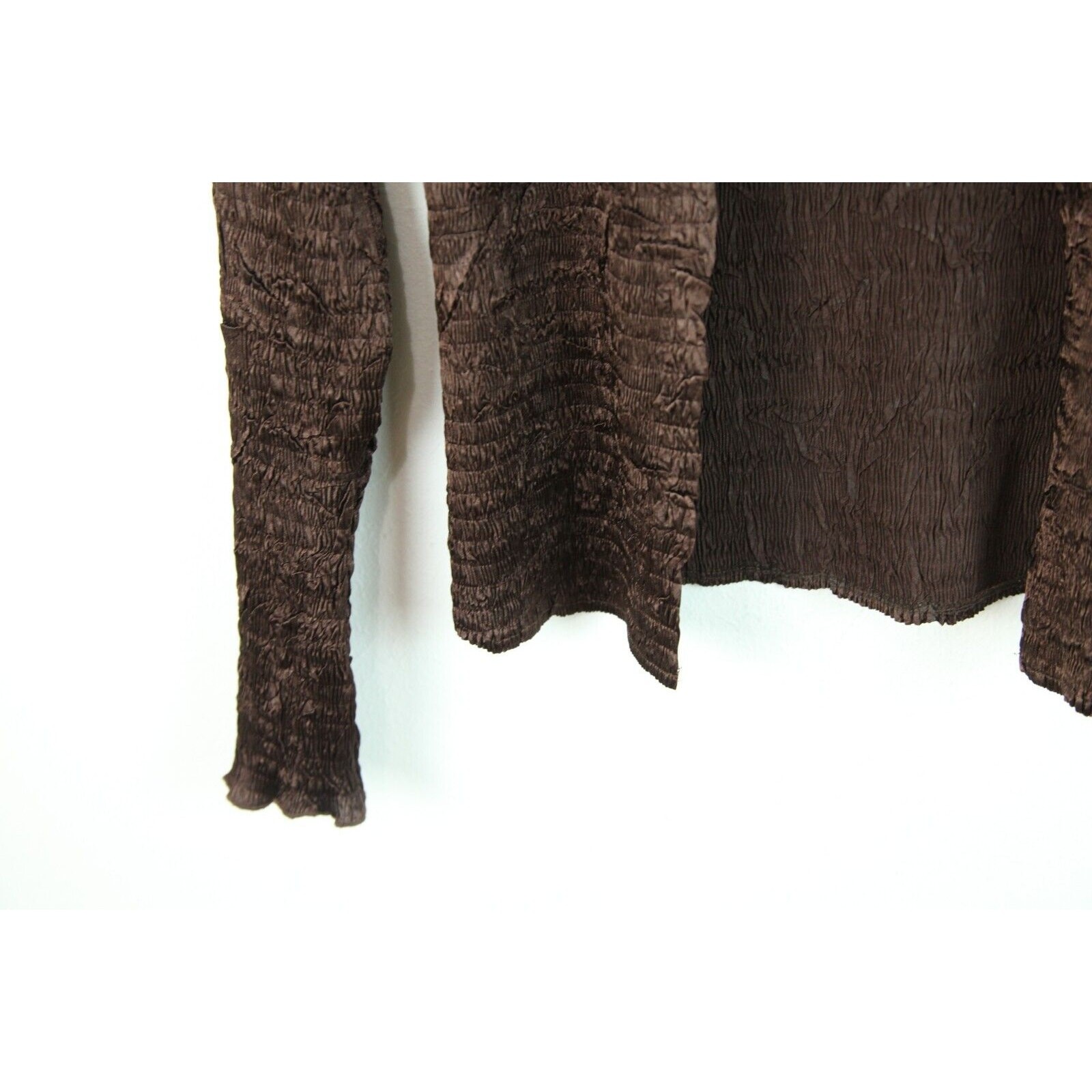 Vintage Y2K Brown Crinkle Open Cardigan Fairy Goth Festival Art to Wear Small