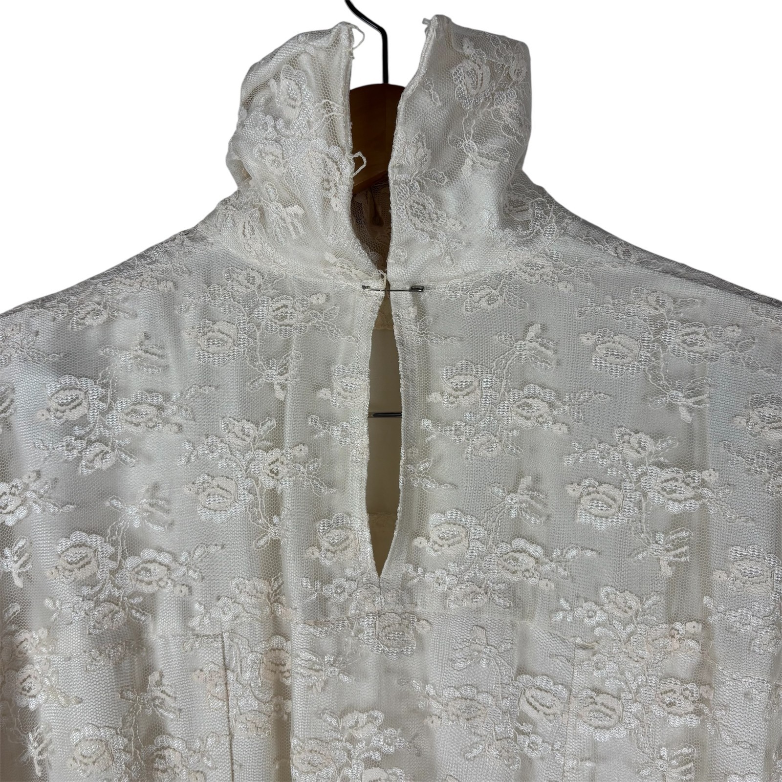 Vintage 1970s Handmade Wedding Dress Ivory Lace Edwardian Revival Cottagecore