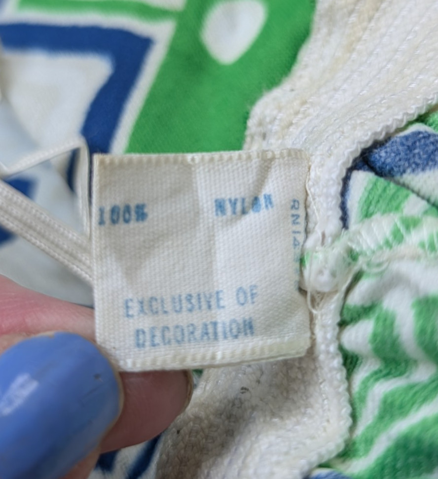 Vintage Nylon Palazzo Lounge Pajama Pants Elastic Waist Lingerie Green Blue M/L