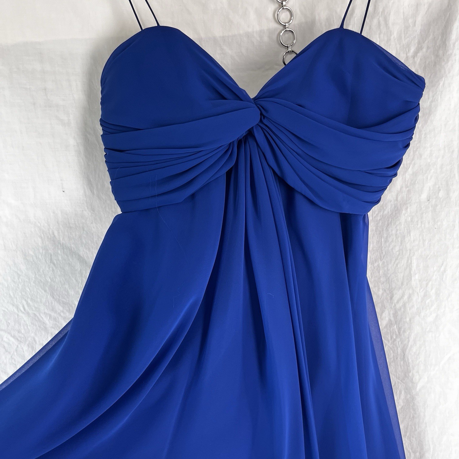 Vintage Dress Pamela Edwards Blue Size 8 Babydoll Layered Flowy Formal Midi Gown
