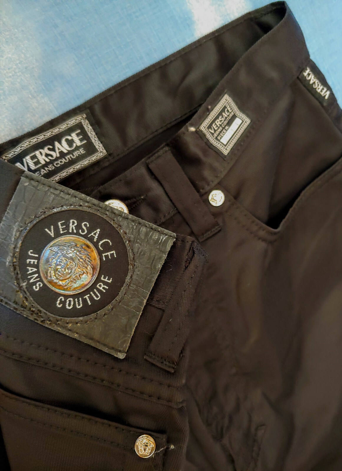 TROUSERS woman vintage 90s VERSACE jeans couture made in Italy size 30-44 – M rare