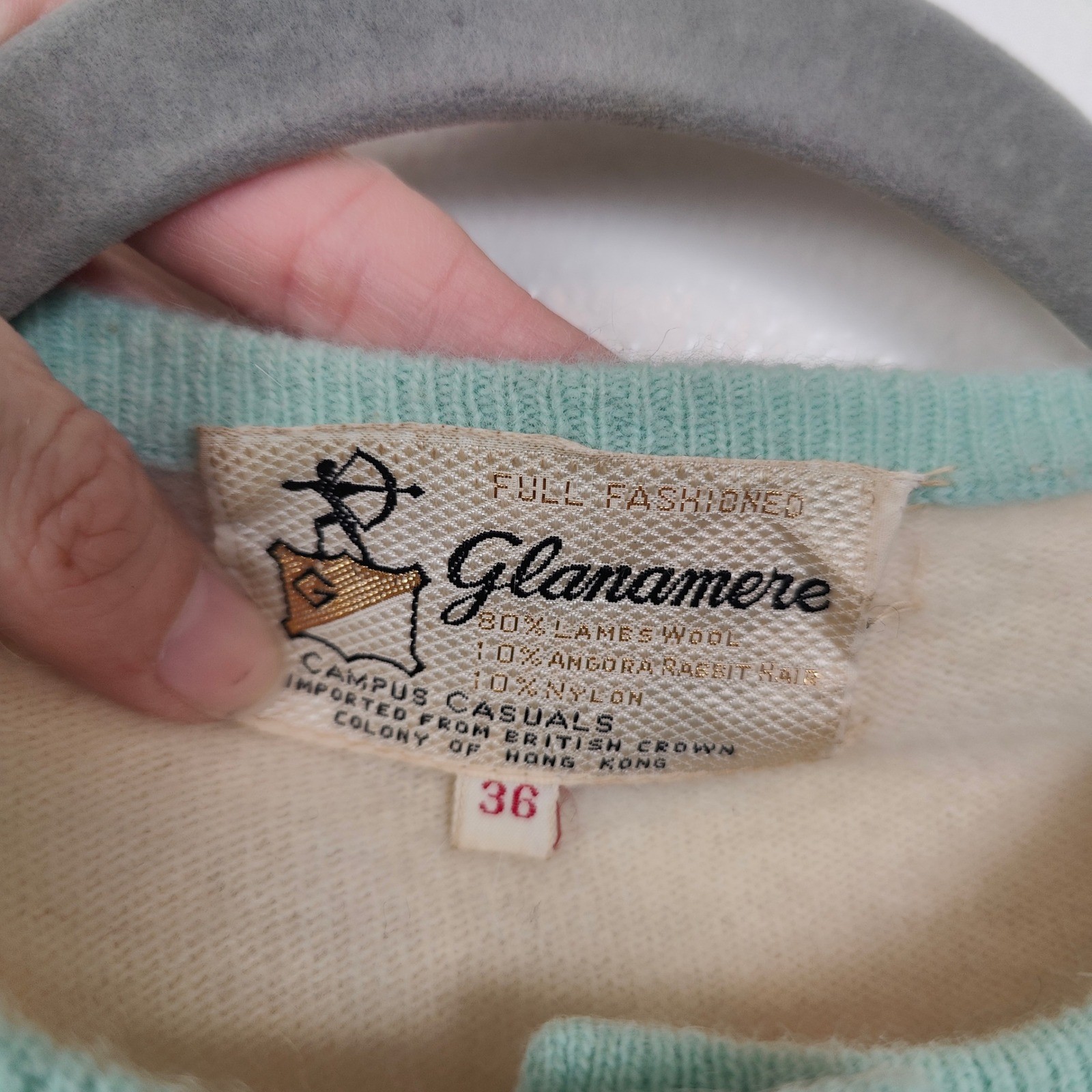 Vintage 1960s Glanamere Cardigan Womens 36 Cream Blue Embroidered Floral 60s
