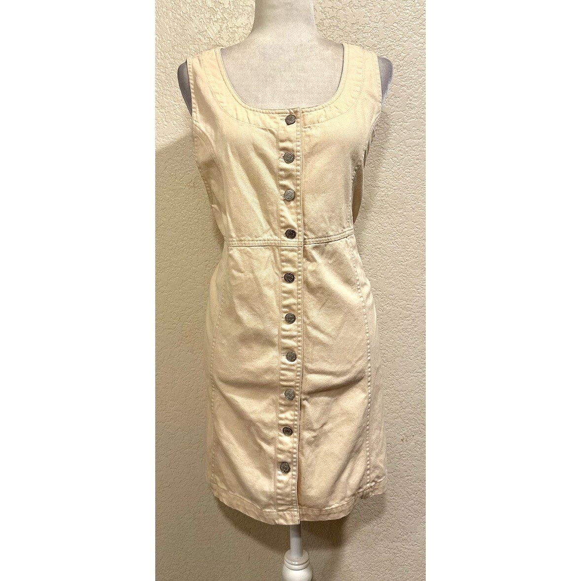 Cherokee Vintage 90s Yellow Denim Button Tank Dress Womens XL