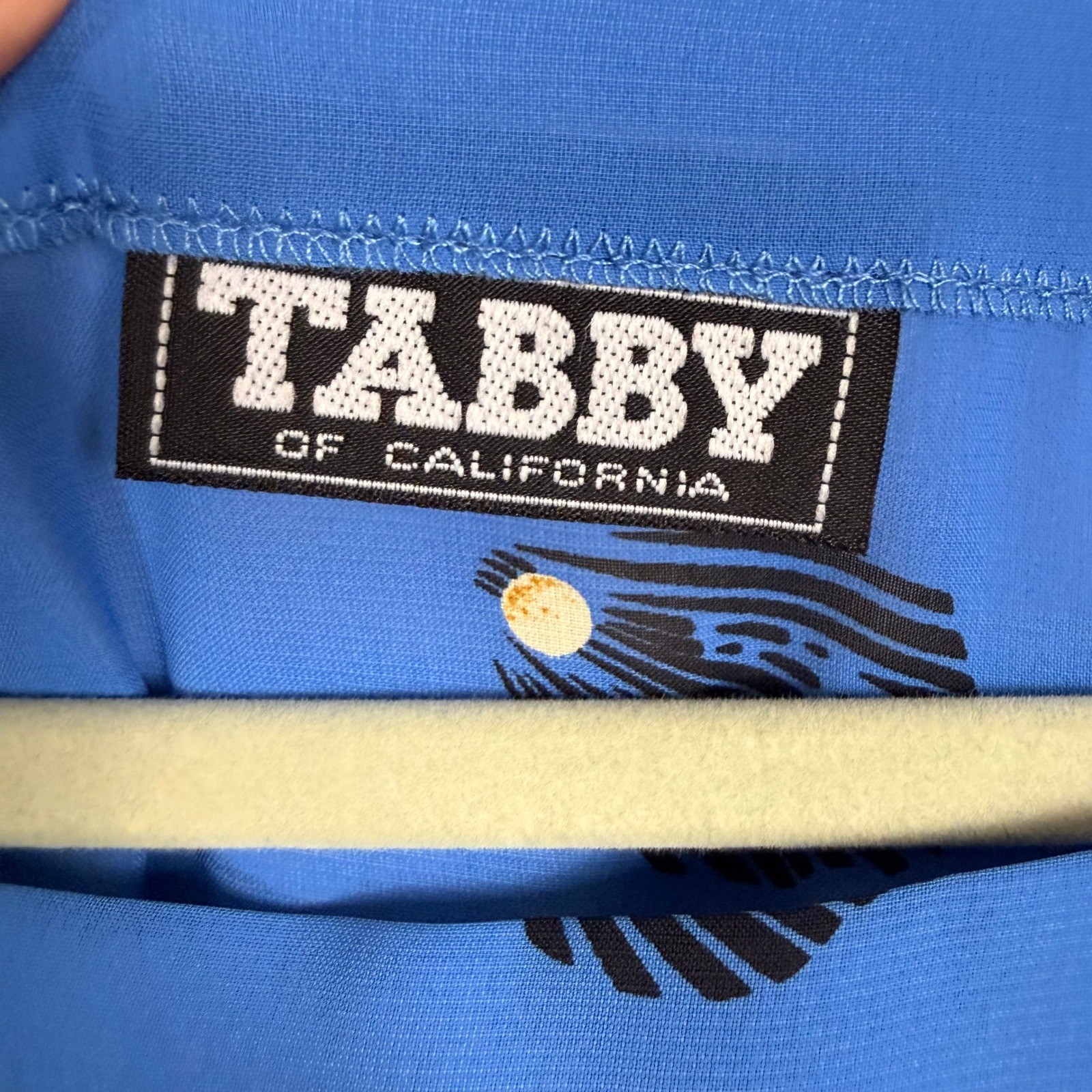Vtg Tabby of California Seashell Dress Blue 90s Coastal Grandmother Midi Summer