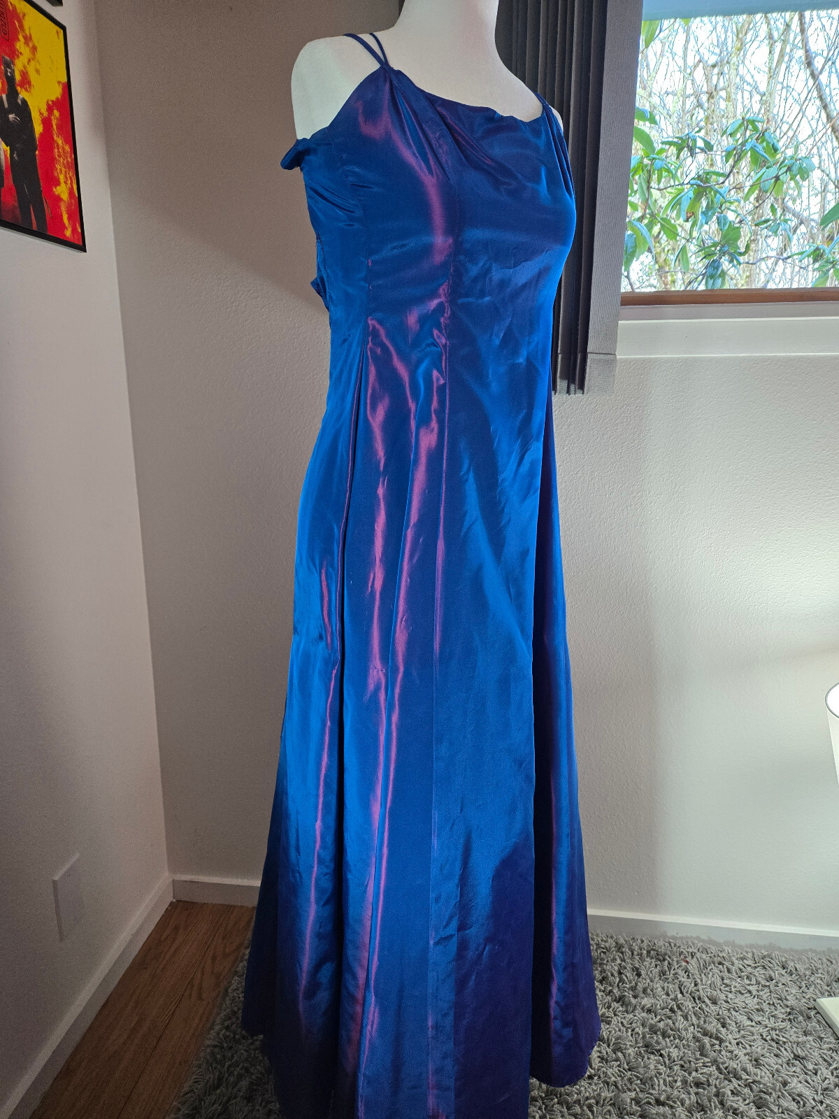Vintage 1990s Y2K blue pink irridescent corset back formal gown dress be smart