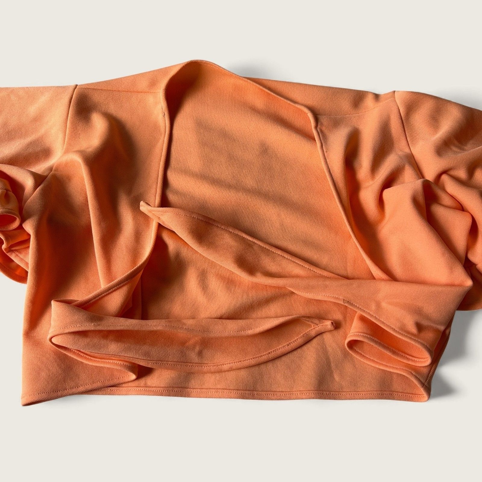 Vintage Peach Ruffle Sleeve Tie Front Crop Top Cottagecore Summer Retro Large