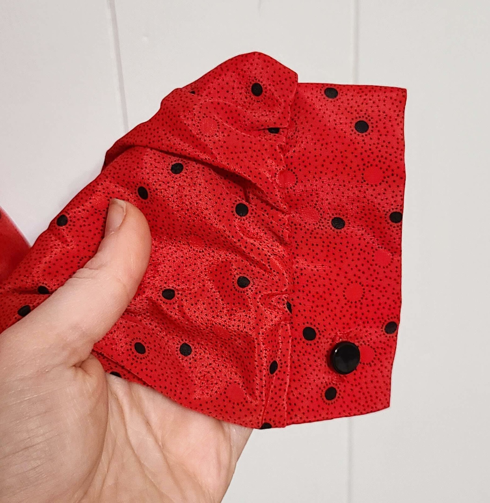 Vintage 1980s TR Bentley Red & Black Polka Dot Cowl Neck Blouse Size 12 NWT