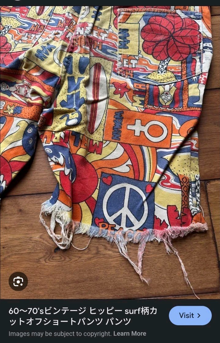 1970s Vintage Ladies Cut Off AOP Shorts Rare&1 Of A Kind!!!!!