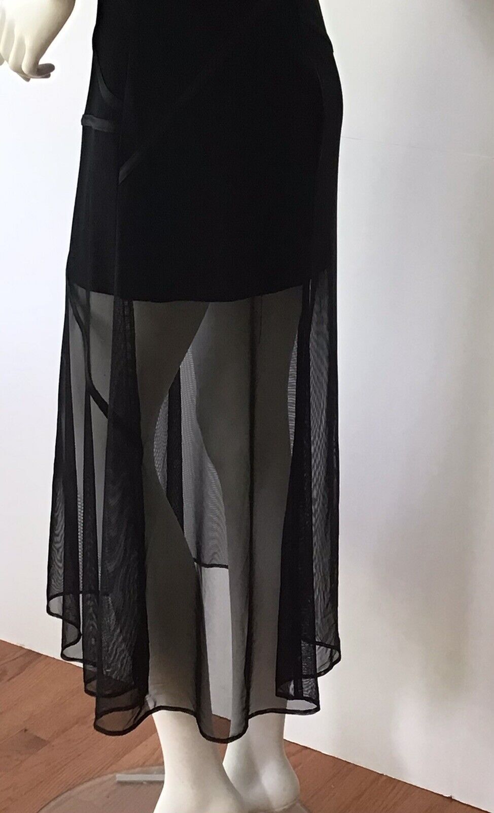 TADASHI Black Mesh Illusion Formal Cocktail Dress (Size 4)
