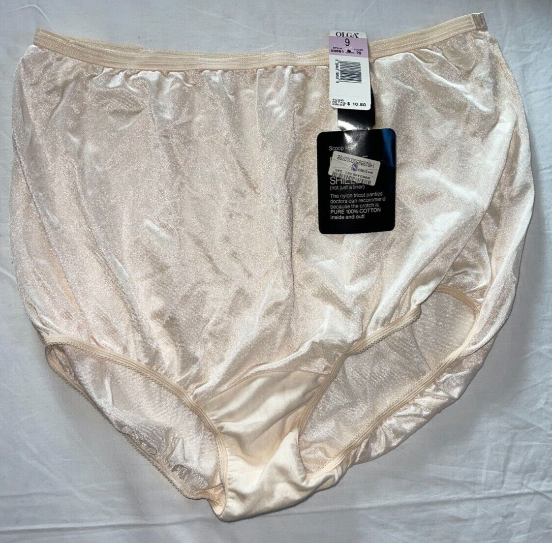 NWT Vintage Olga Nylon Panties Fashion Scoop #891 Size 9 2XL Nylon Beige Nude