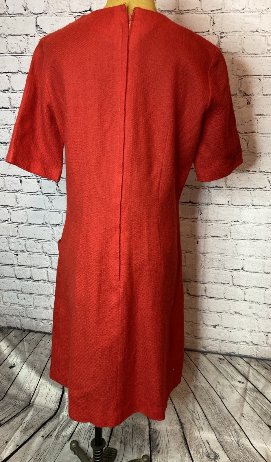 Vtg Nancy Greer New York Button Red Tweed Dress Career Size 14