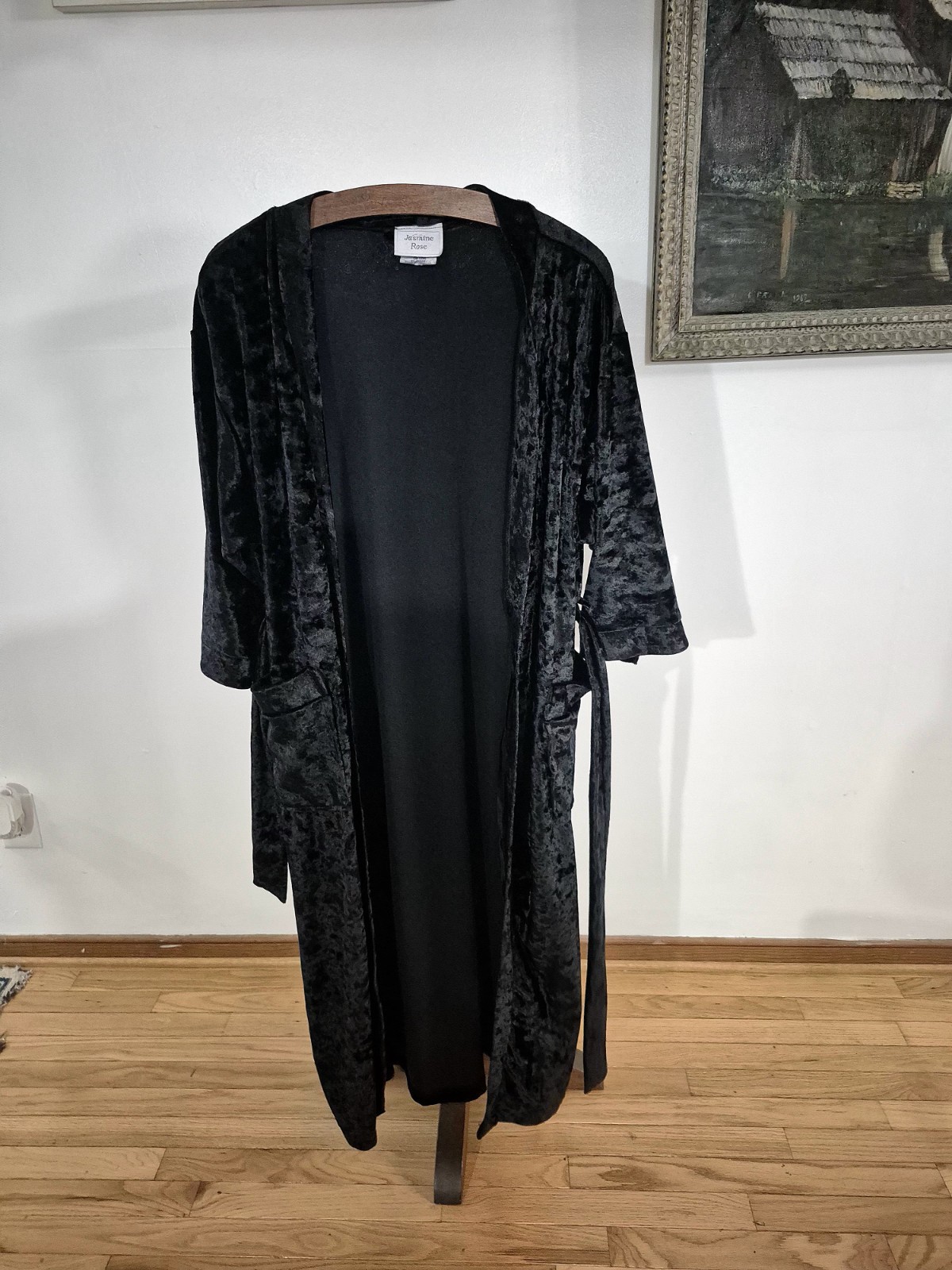 Jasmine Rose Black Velvet Style Robe Size Small
