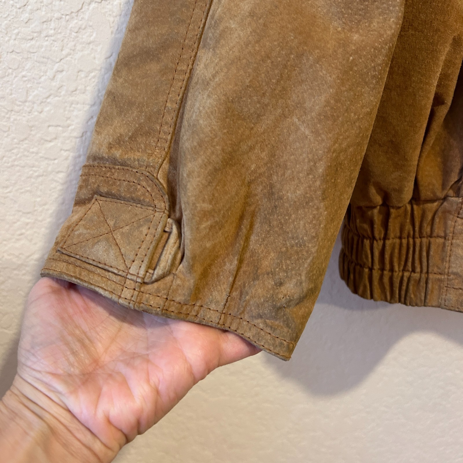 VTG 90s Avanti Suede Leather Bomber Jacket Oversized Sz L Sherpa Fleece Collar