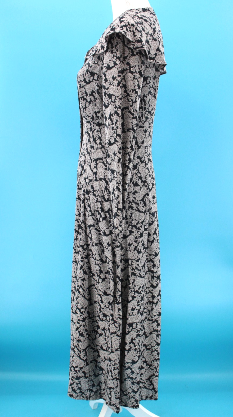 VTG Women’s 80s 90s Black & White Floral Print Laura Ashley Viscose Dress S/M